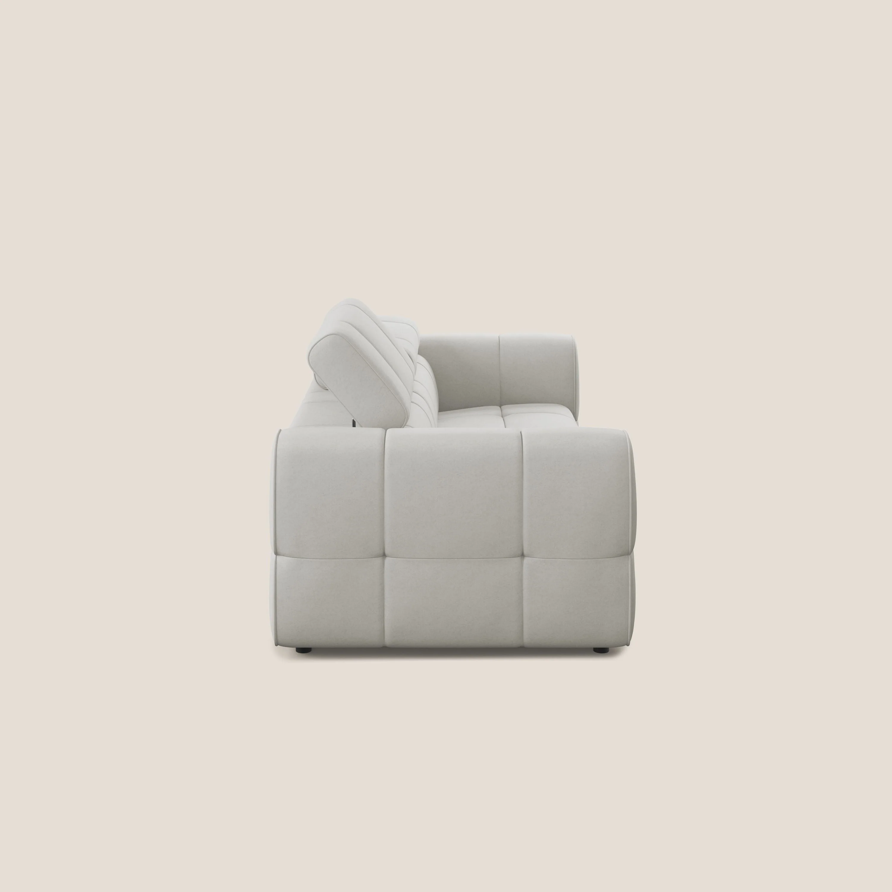 Giotto Canapé modulaire avec option relax électrique en microfibre imperméable effet velours T09 crème - Image 4