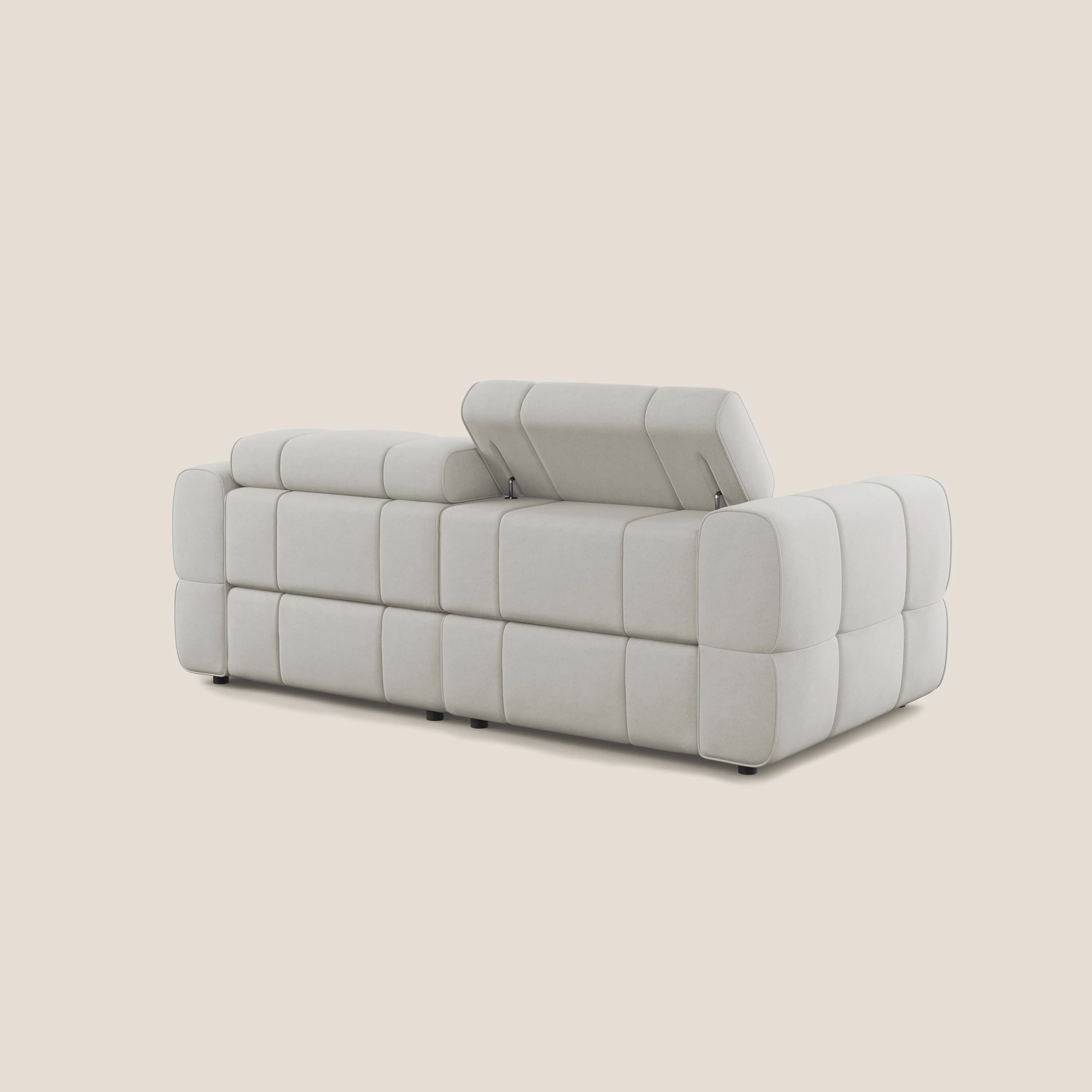Giotto Canapé modulaire avec option relax électrique en microfibre imperméable effet velours T09 crème - Image 5