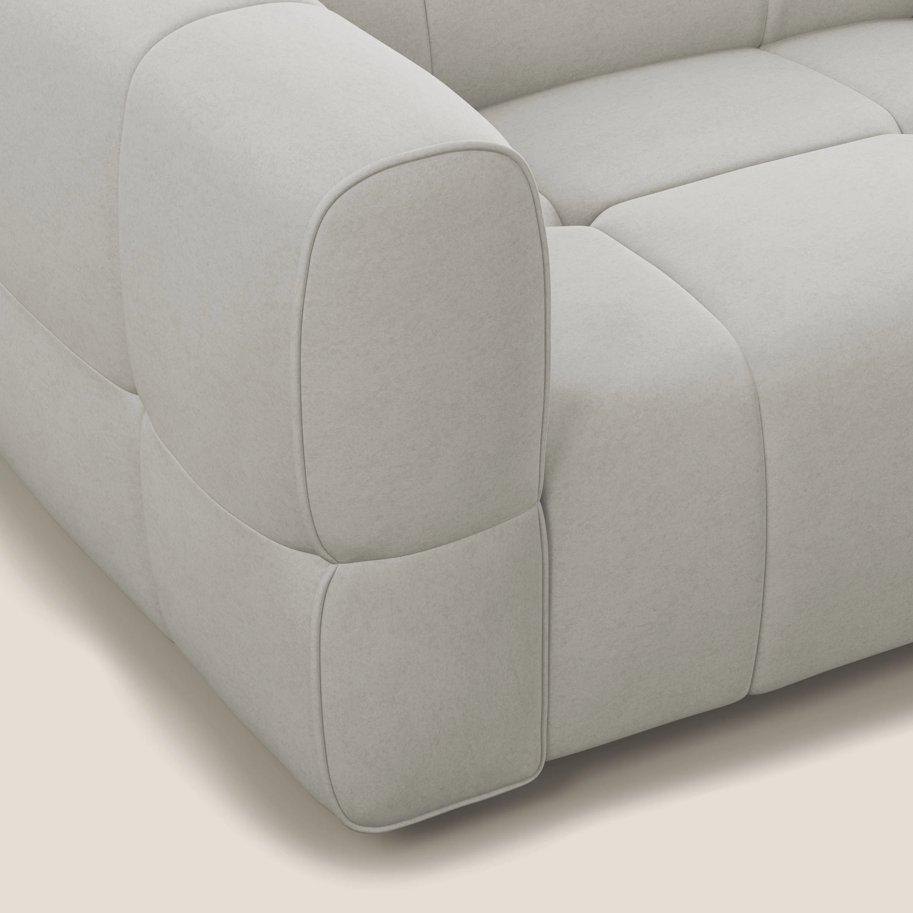 Giotto Canapé modulaire avec option relax électrique en microfibre imperméable effet velours T09 crème - Image 6