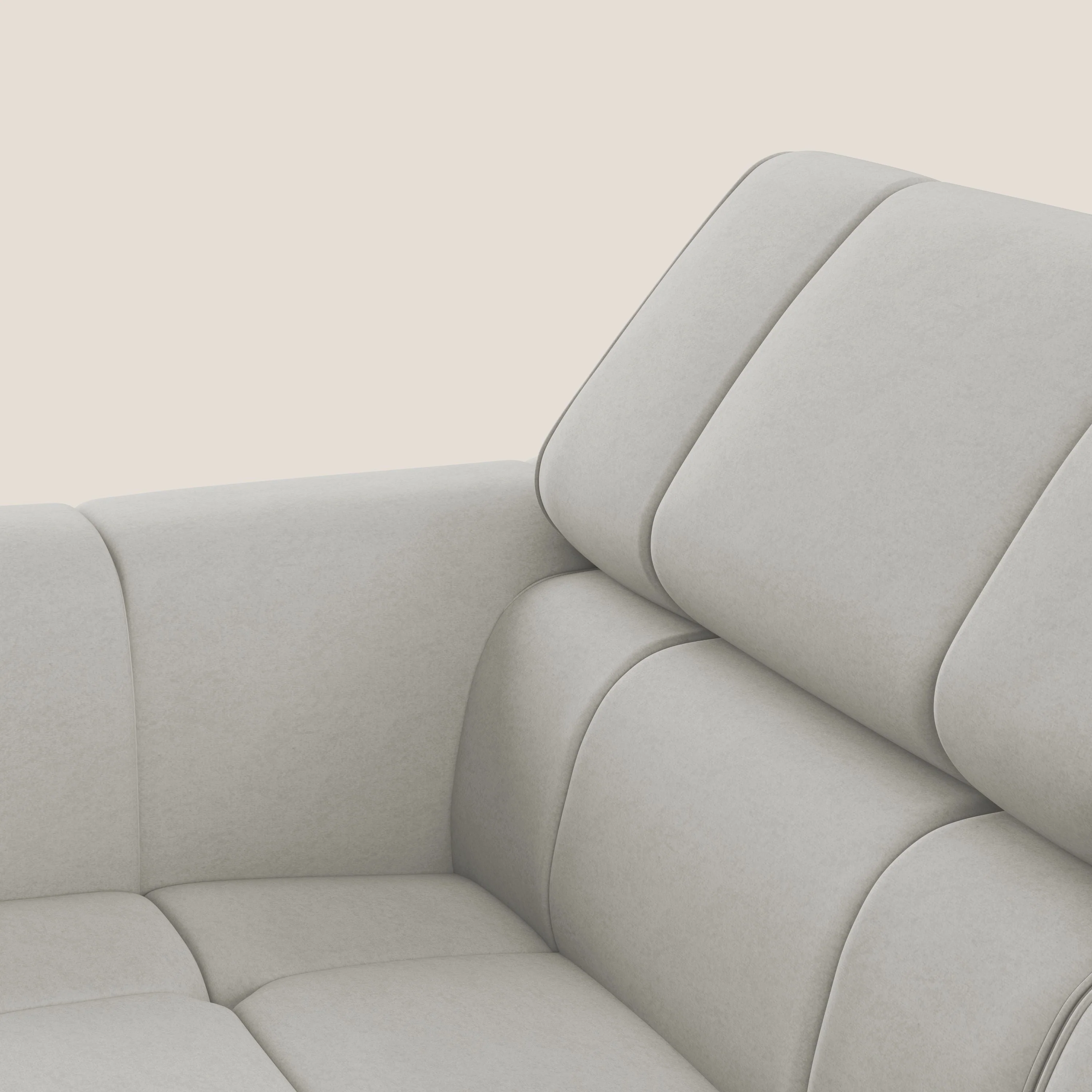 Giotto Canapé modulaire avec option relax électrique en microfibre imperméable effet velours T09 crème - Image 7