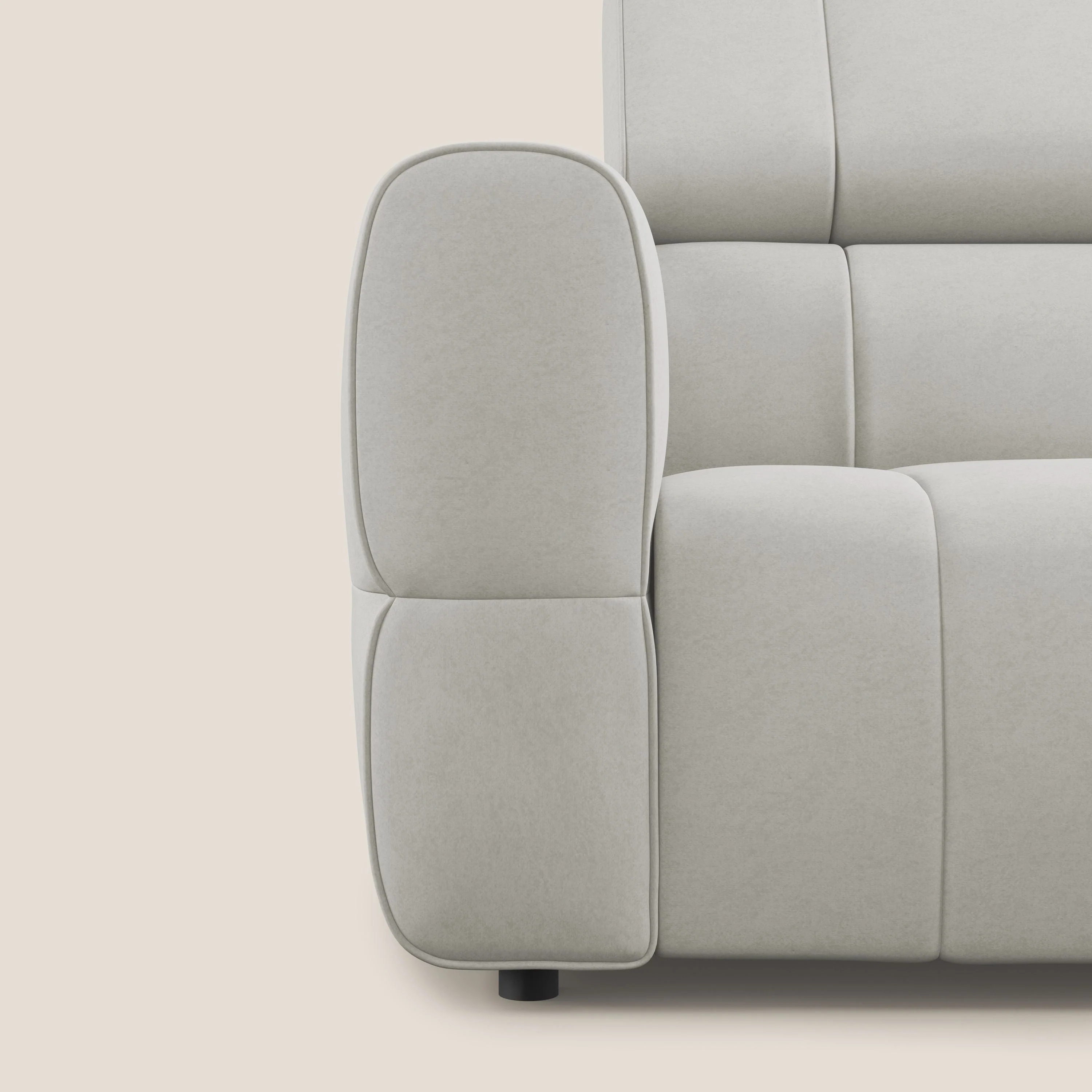 Giotto Canapé modulaire avec option relax électrique en microfibre imperméable effet velours T09 crème - Image 8