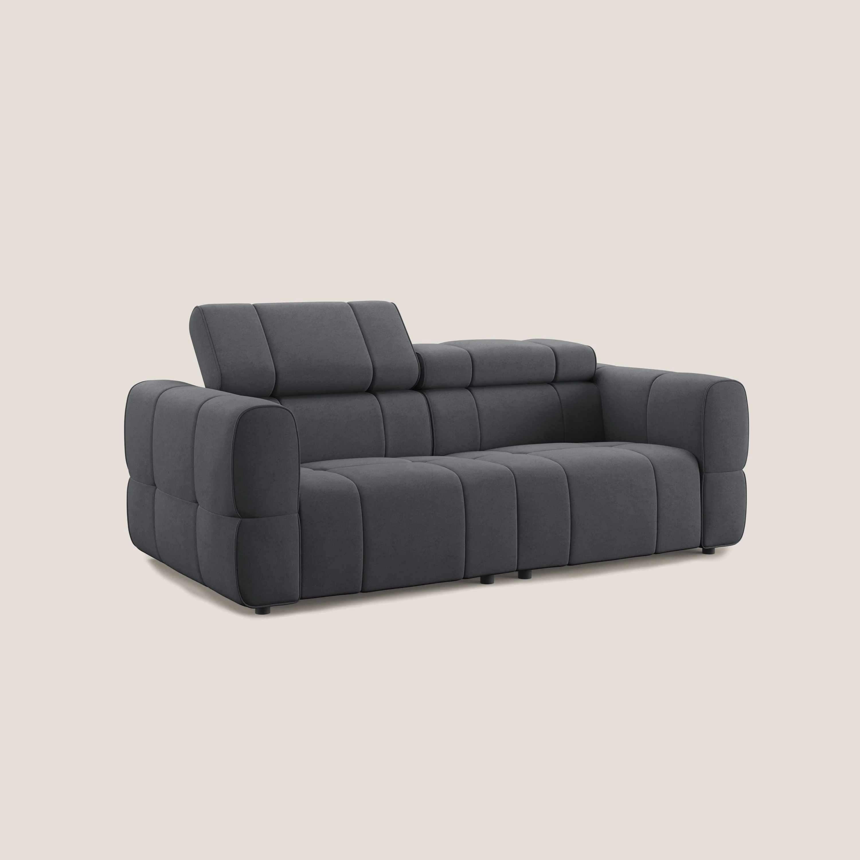 Giotto Canapé modulaire avec option relax électrique en microfibre imperméable effet velours T09 gris - Image 3