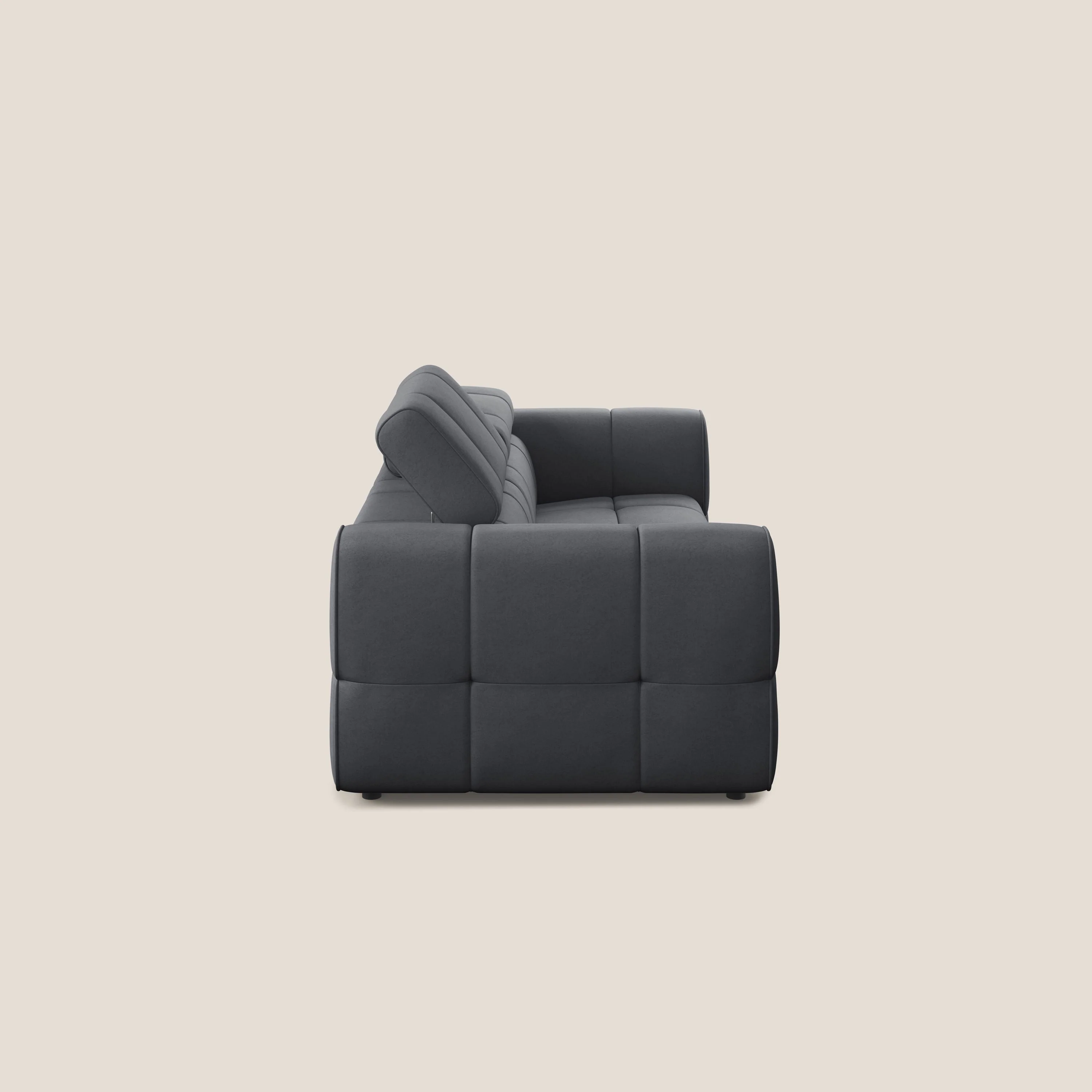 Giotto Canapé modulaire avec option relax électrique en microfibre imperméable effet velours T09 gris - Image 4