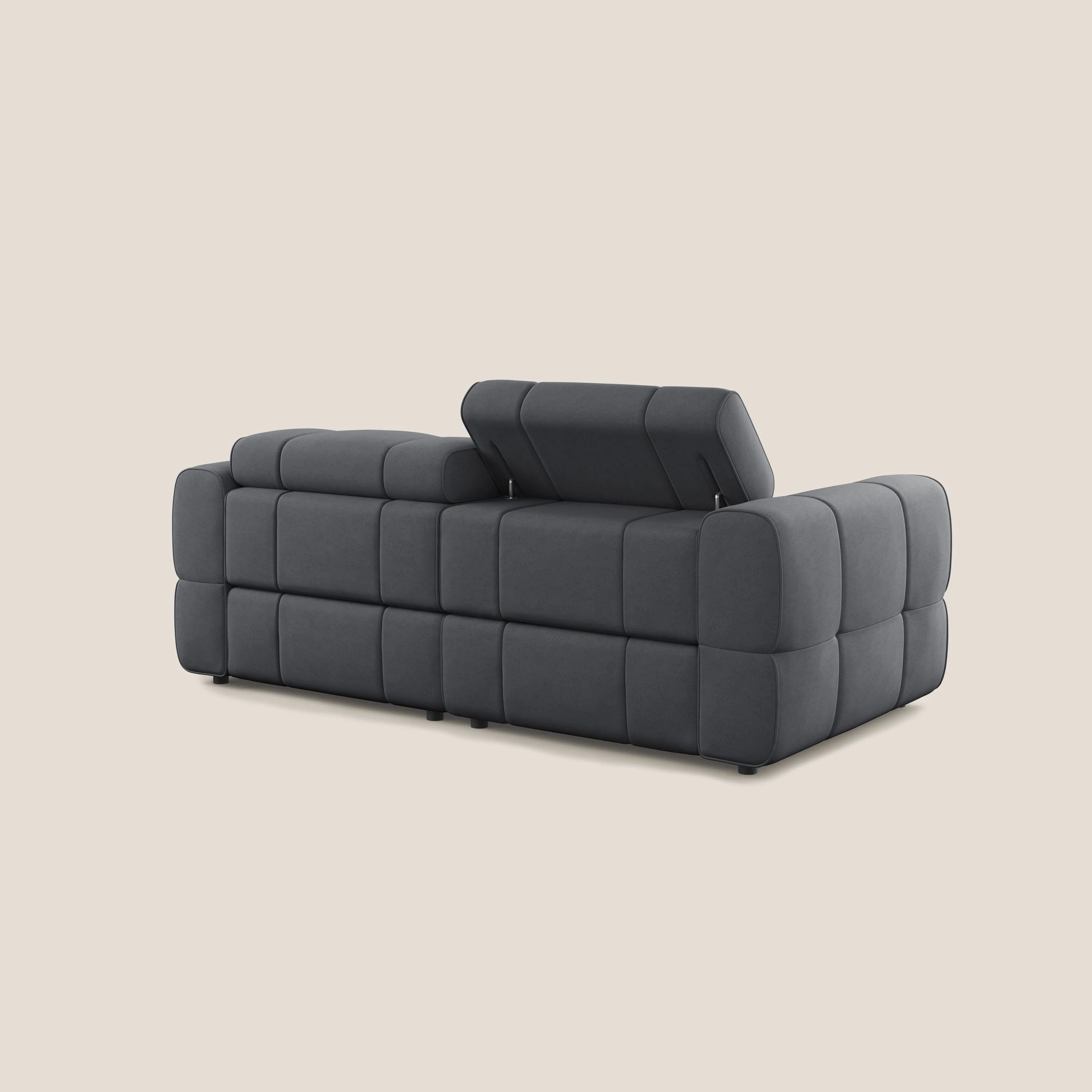 Giotto Canapé modulaire avec option relax électrique en microfibre imperméable effet velours T09 gris - Image 5