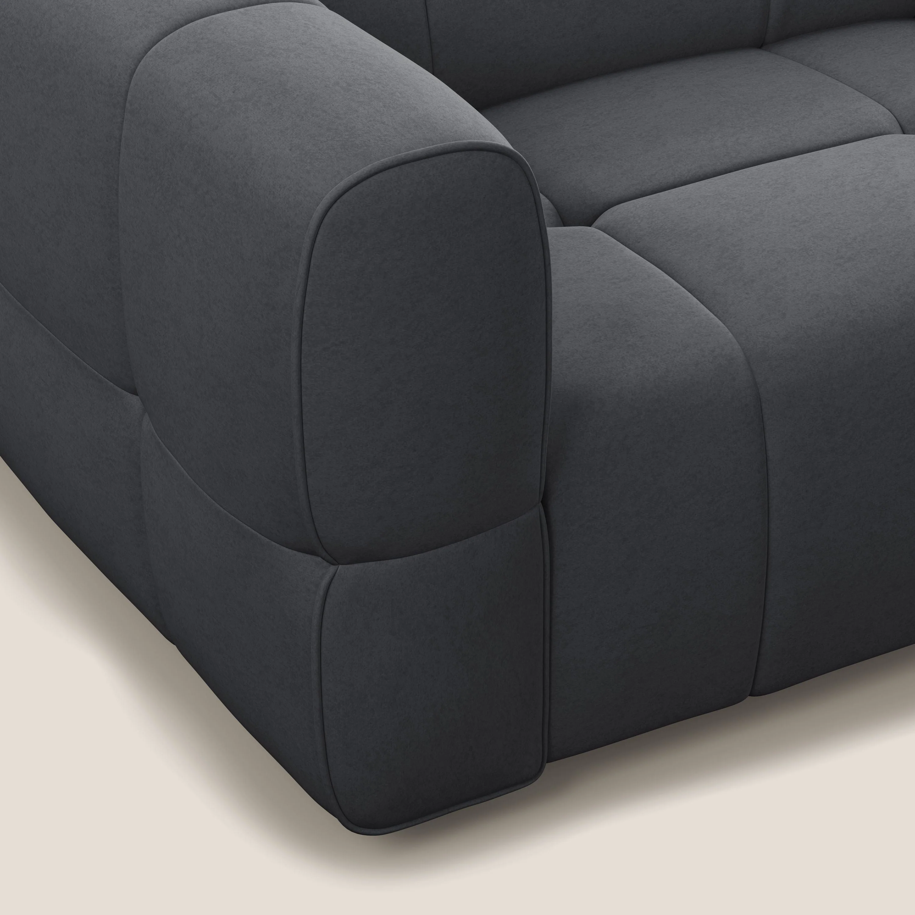 Giotto Canapé modulaire avec option relax électrique en microfibre imperméable effet velours T09 gris - Image 6