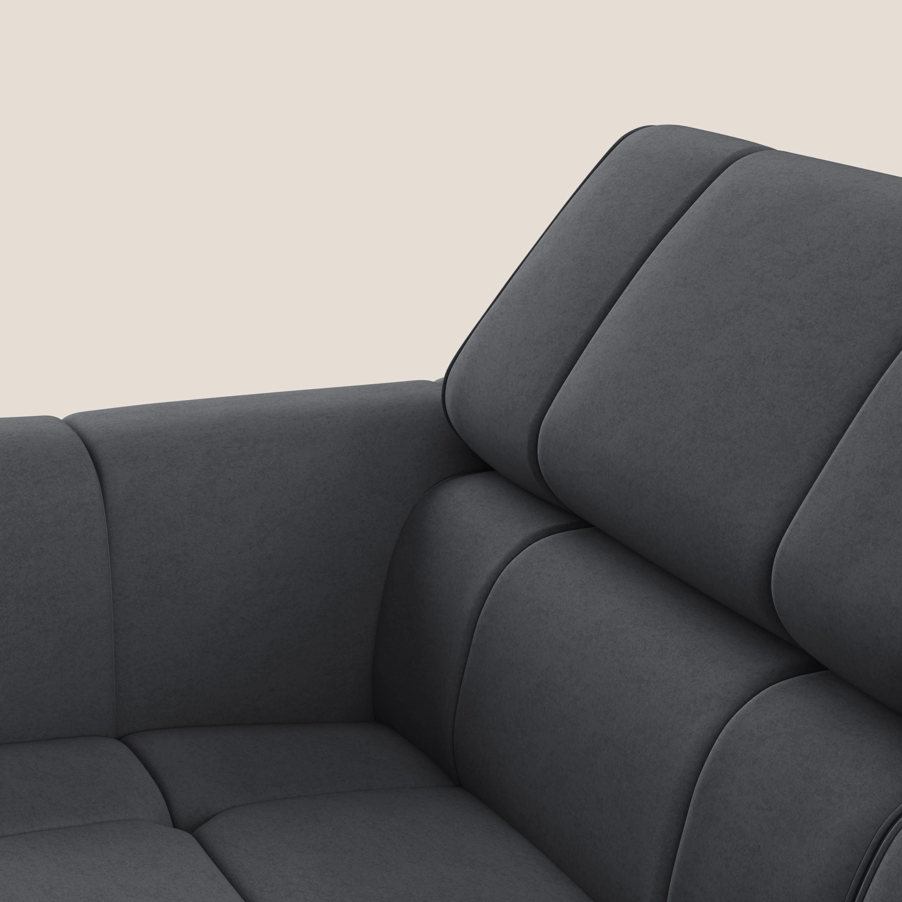 Giotto Canapé modulaire avec option relax électrique en microfibre imperméable effet velours T09 gris - Image 7