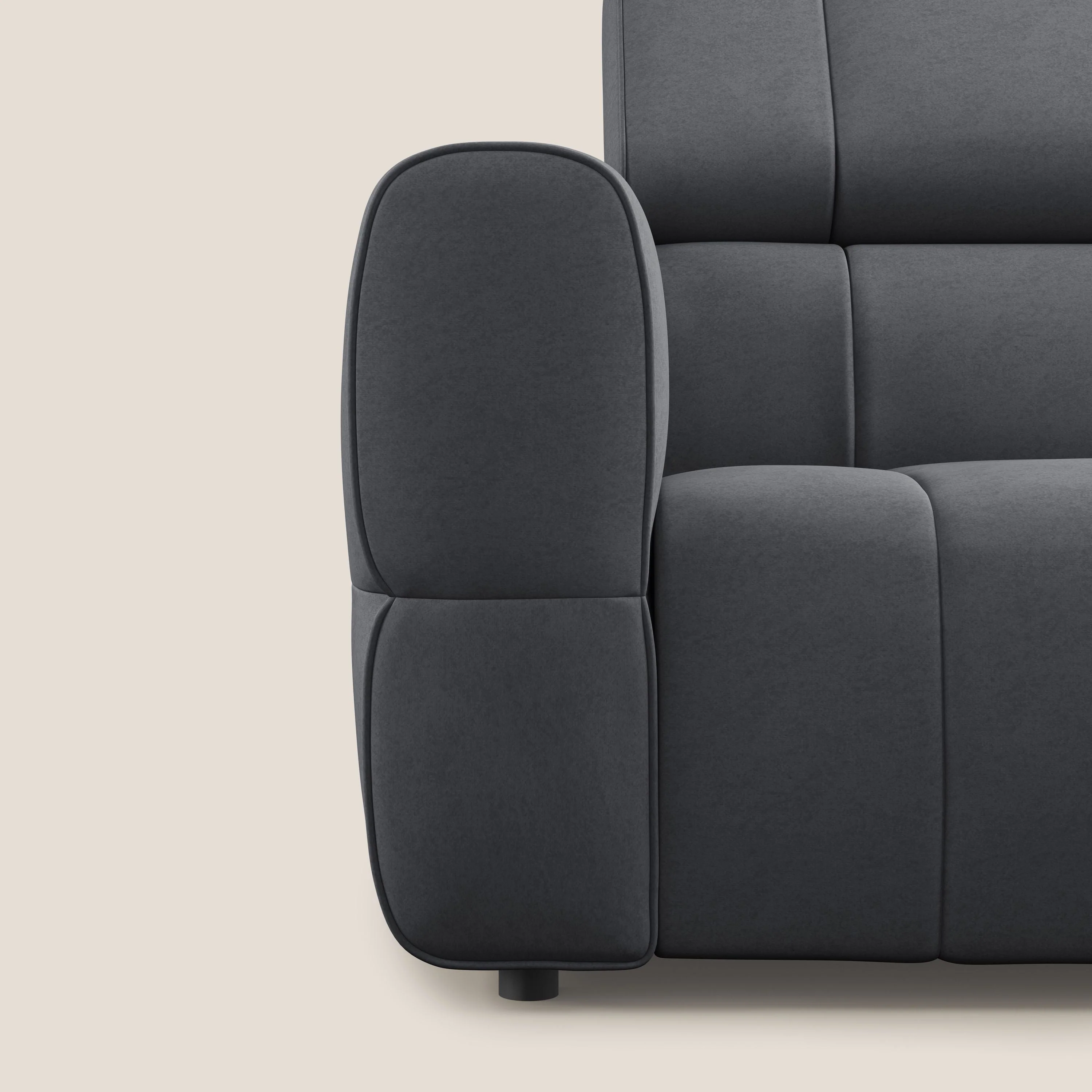 Giotto Canapé modulaire avec option relax électrique en microfibre imperméable effet velours T09 gris - Image 8