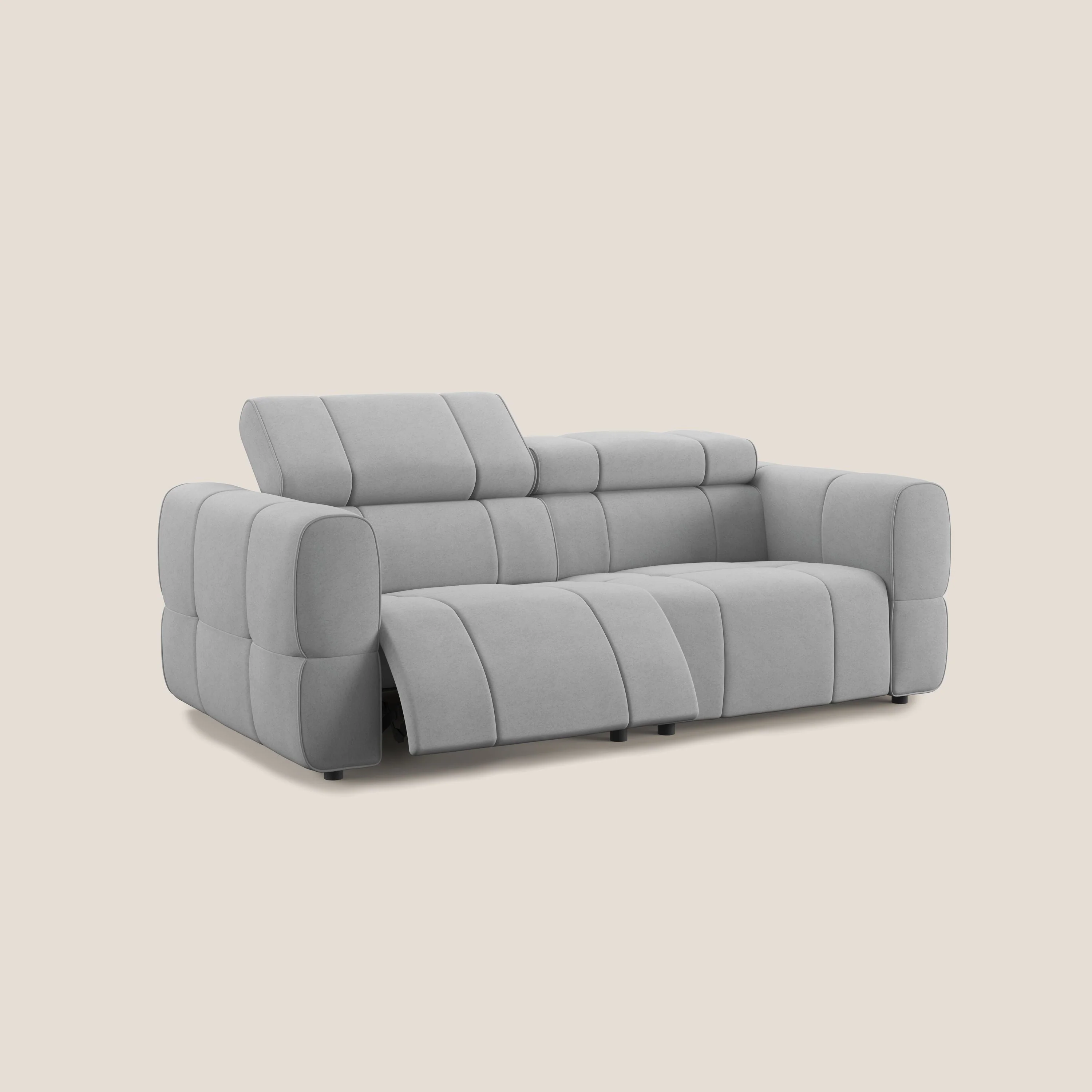 Giotto Canapé modulaire avec option relax électrique en microfibre imperméable effet velours T09 gris clair - Image 2