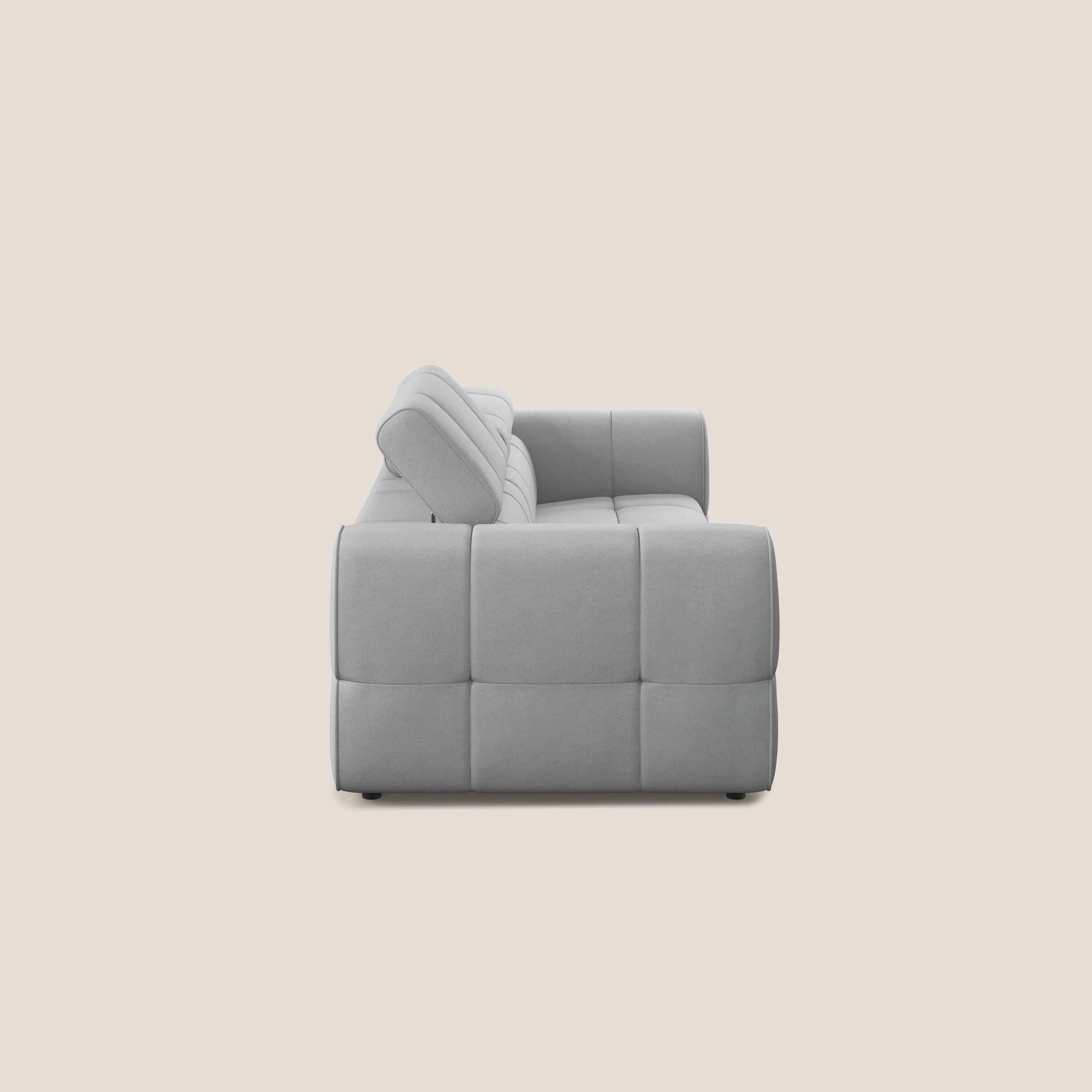 Giotto Canapé modulaire avec option relax électrique en microfibre imperméable effet velours T09 gris clair - Image 4