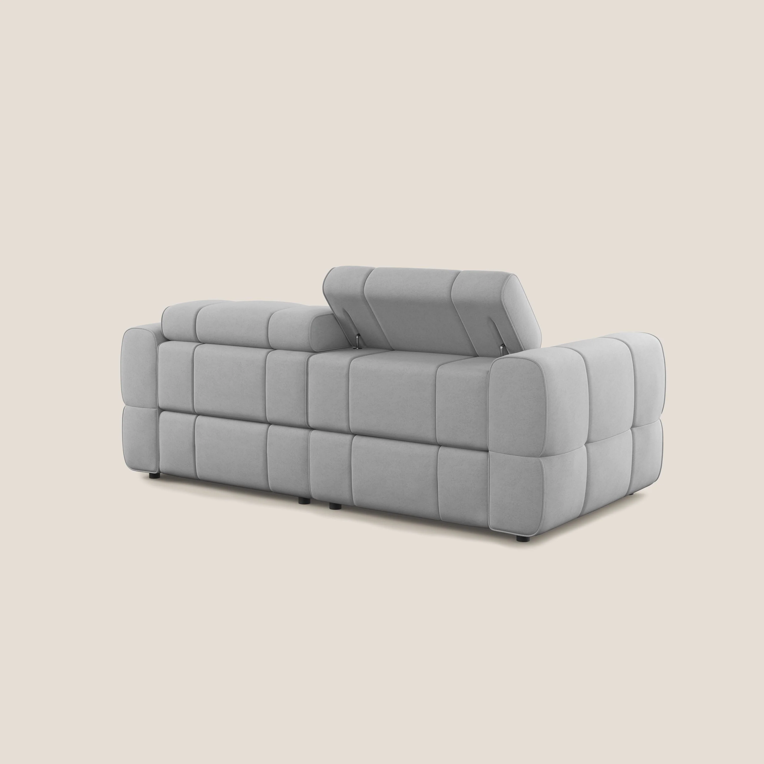 Giotto Canapé modulaire avec option relax électrique en microfibre imperméable effet velours T09 gris clair - Image 5