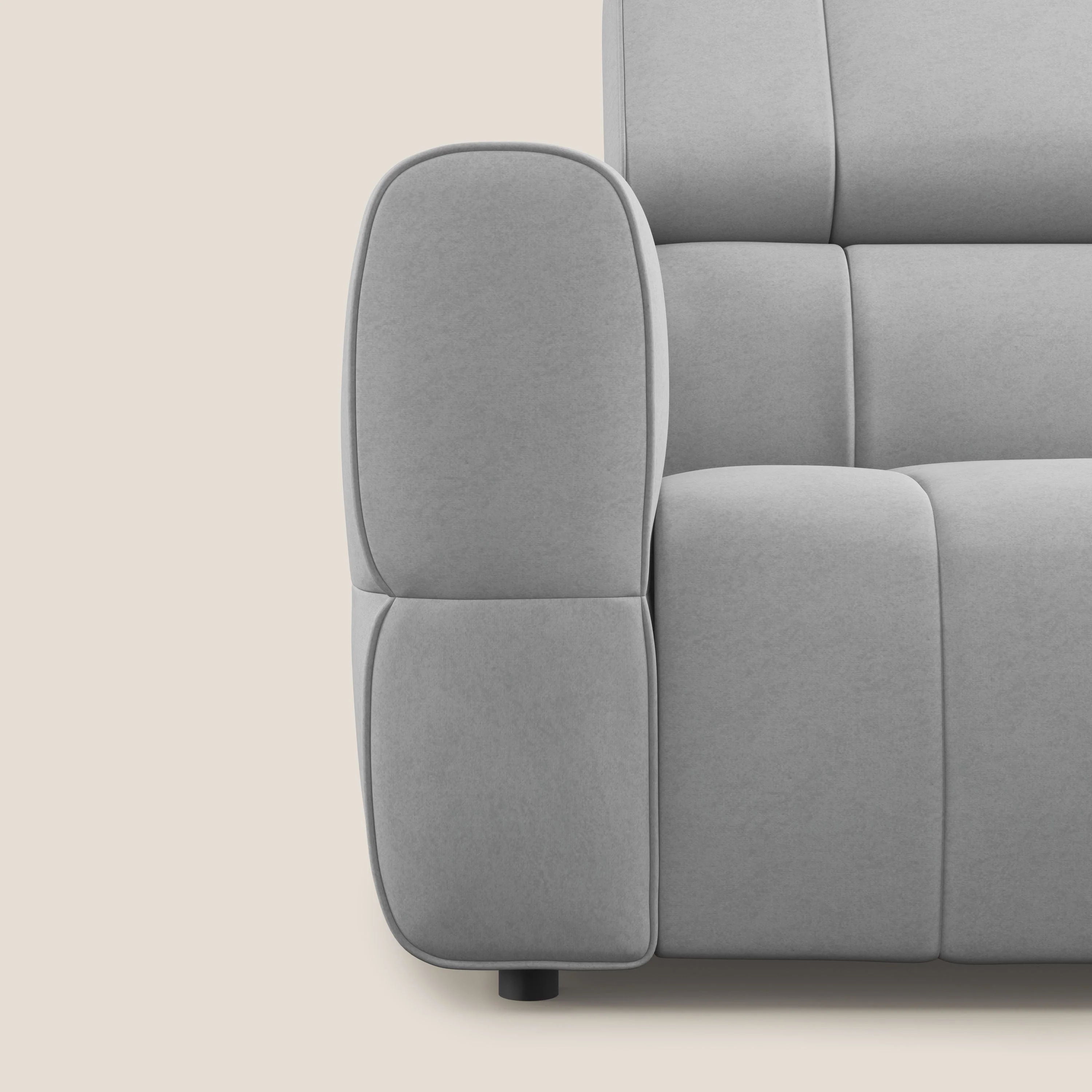 Giotto Canapé modulaire avec option relax électrique en microfibre imperméable effet velours T09 gris clair - Image 8