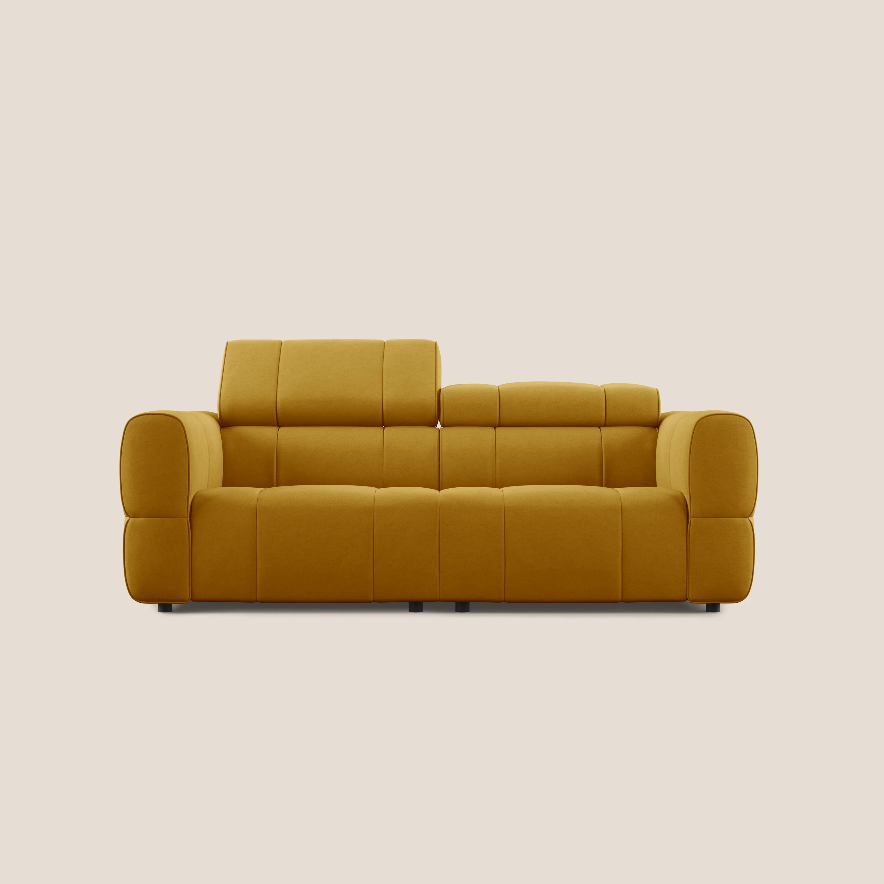 Giotto Canapé modulaire avec option relax électrique en microfibre imperméable effet velours T09 jaune