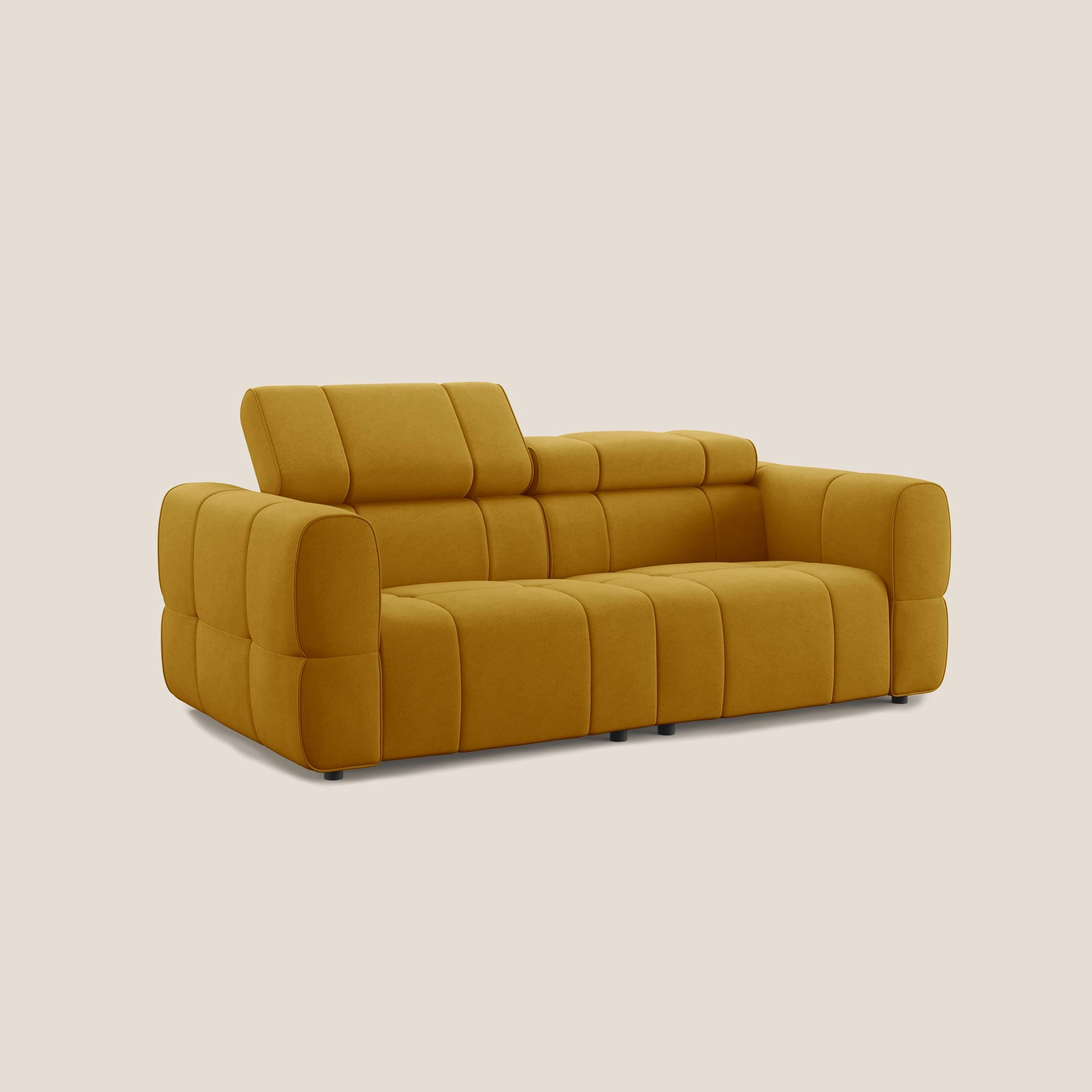 Giotto Canapé modulaire avec option relax électrique en microfibre imperméable effet velours T09 jaune - Image 5