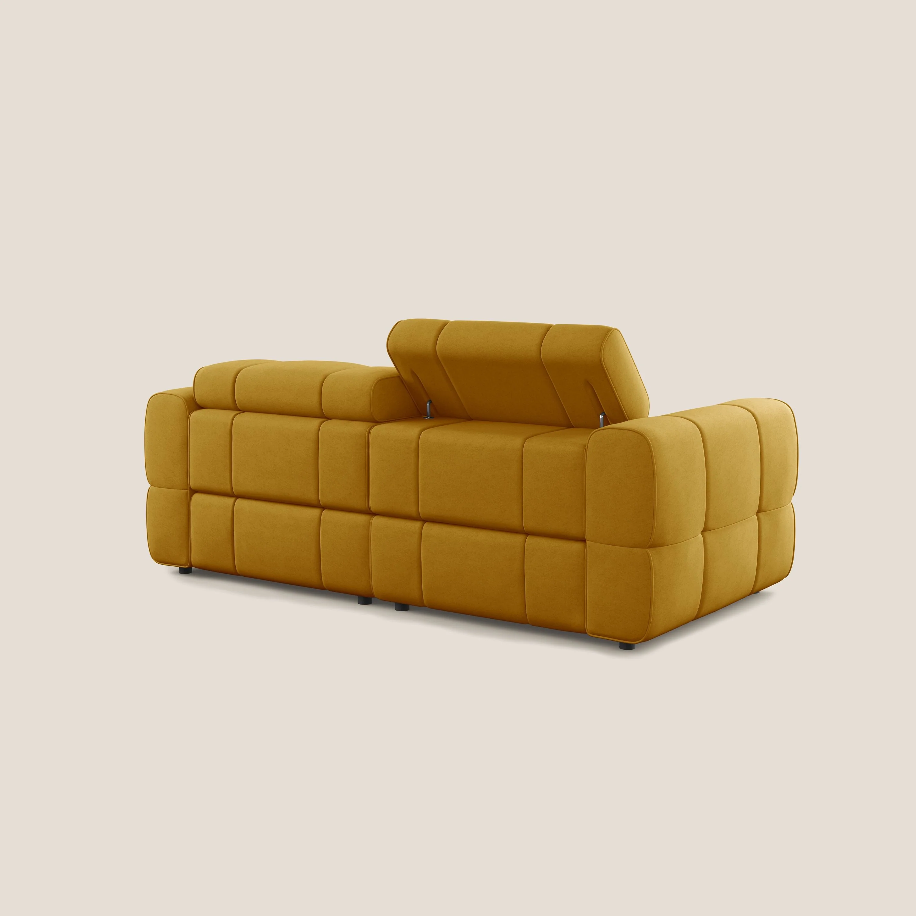 Giotto Canapé modulaire avec option relax électrique en microfibre imperméable effet velours T09 jaune - Image 7