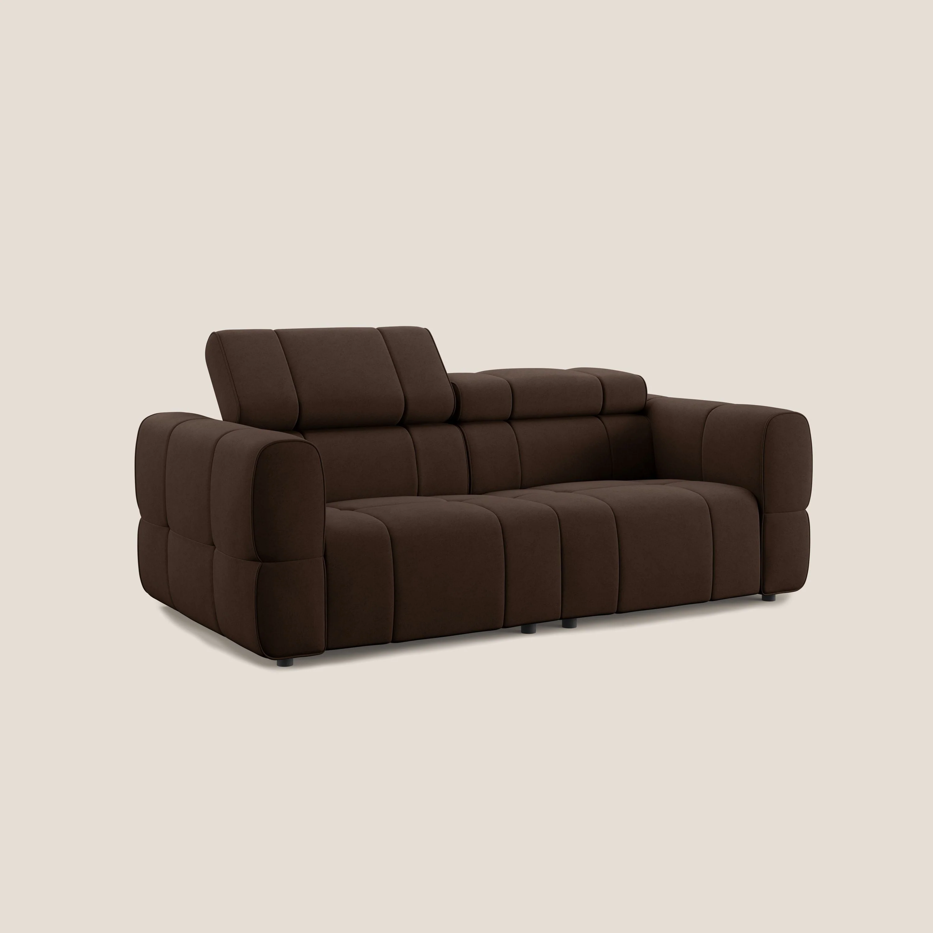 Giotto Canapé modulaire avec option relax électrique en microfibre imperméable effet velours T09 marron - Image 3