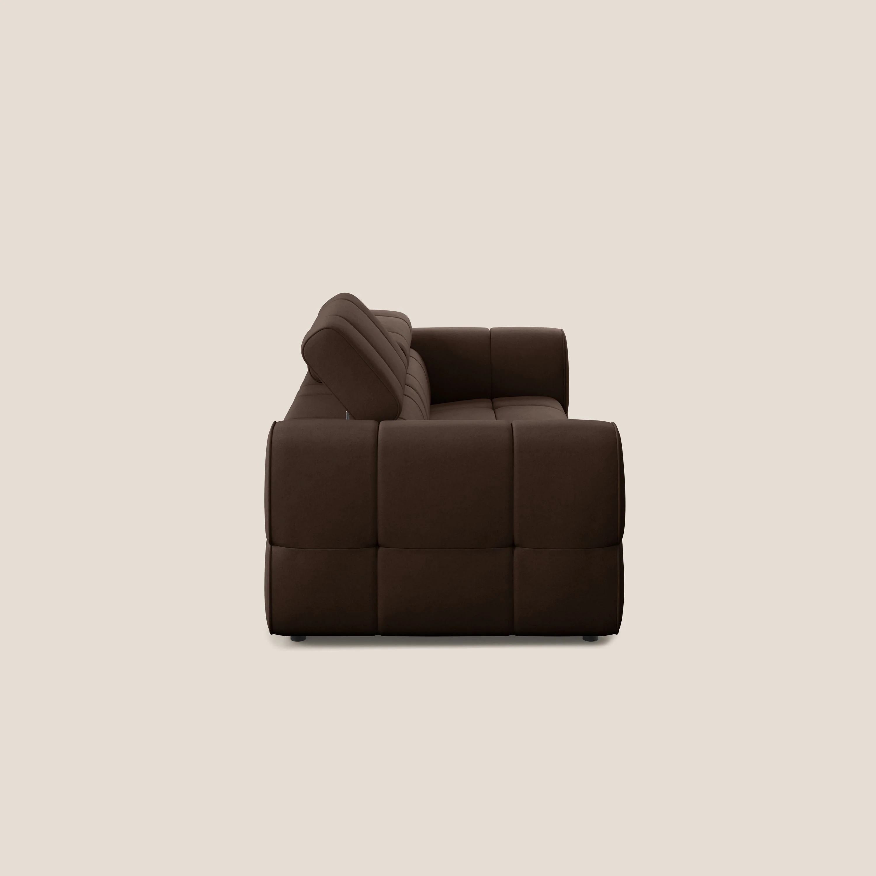 Giotto Canapé modulaire avec option relax électrique en microfibre imperméable effet velours T09 marron - Image 4