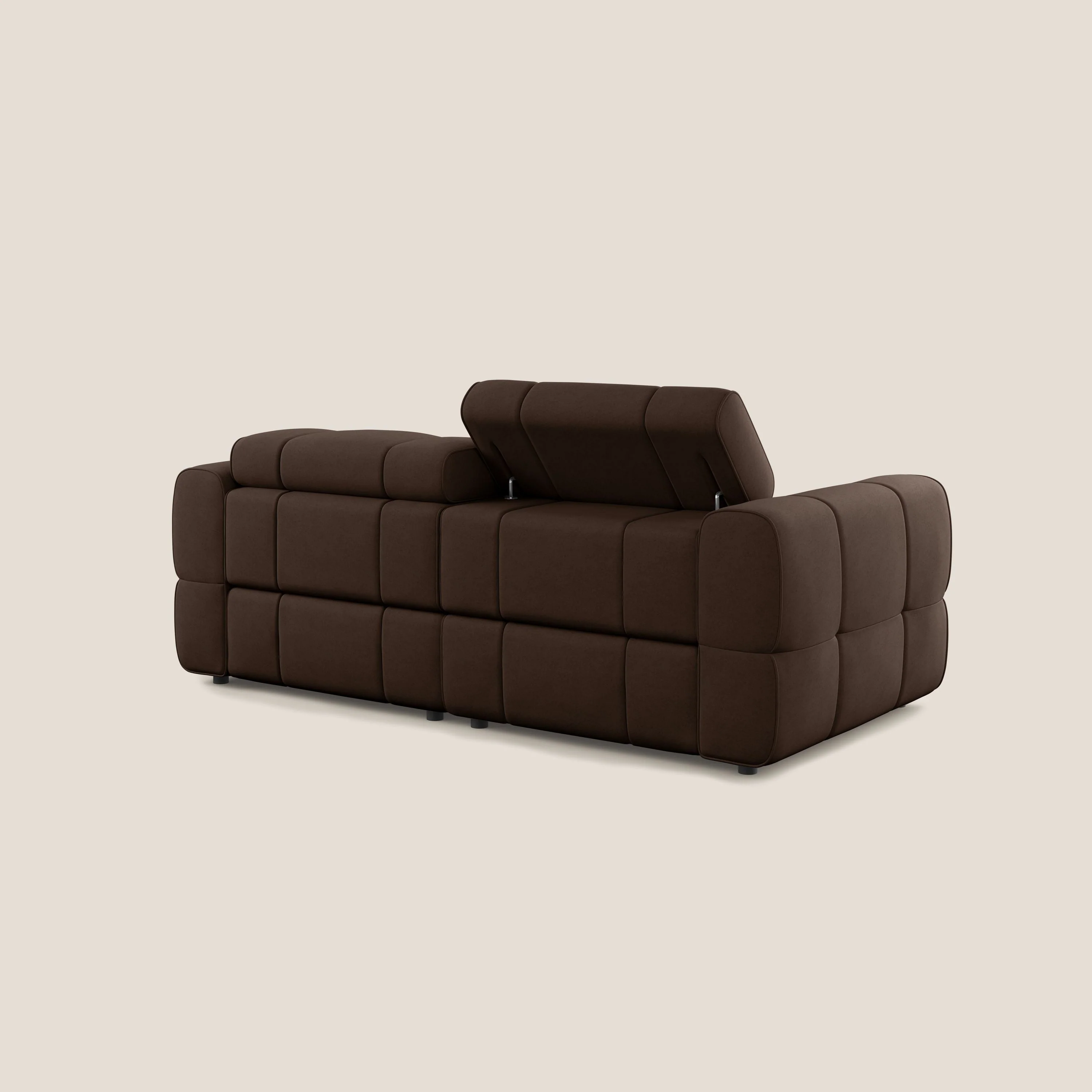 Giotto Canapé modulaire avec option relax électrique en microfibre imperméable effet velours T09 marron - Image 5