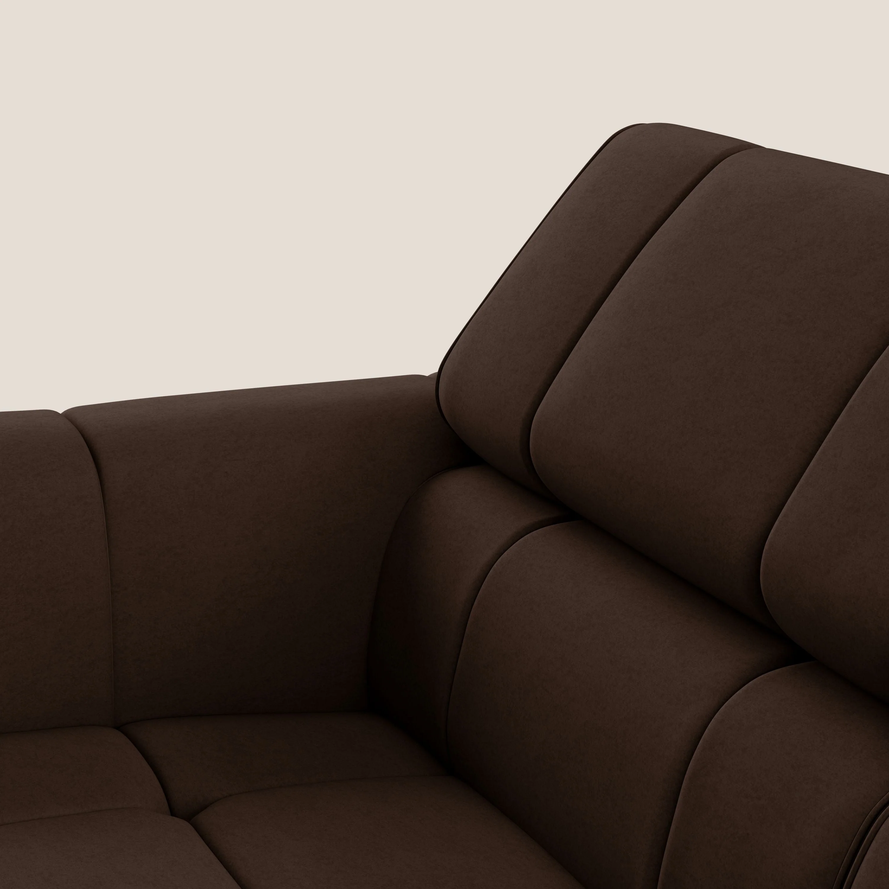 Giotto Canapé modulaire avec option relax électrique en microfibre imperméable effet velours T09 marron - Image 7