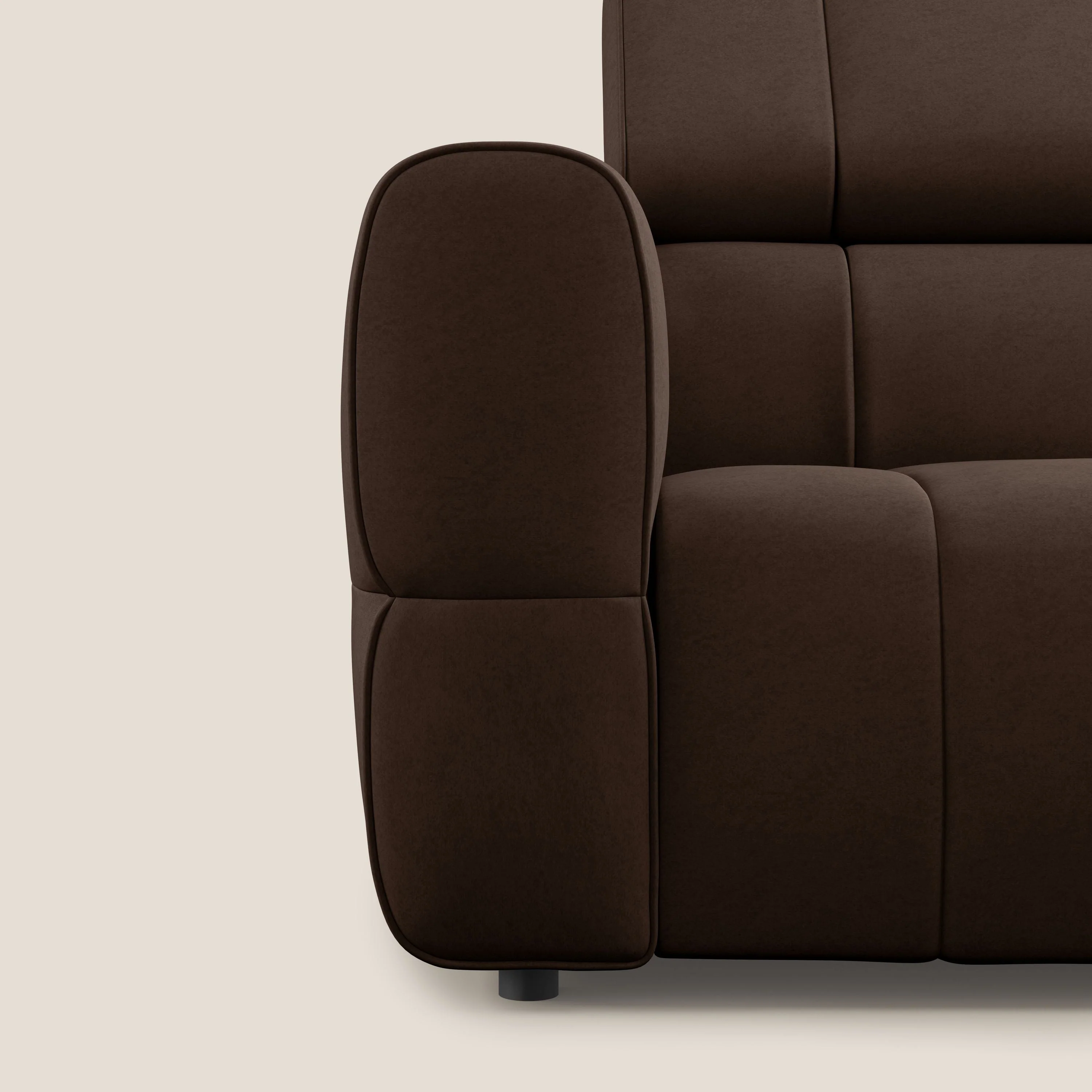 Giotto Canapé modulaire avec option relax électrique en microfibre imperméable effet velours T09 marron - Image 8