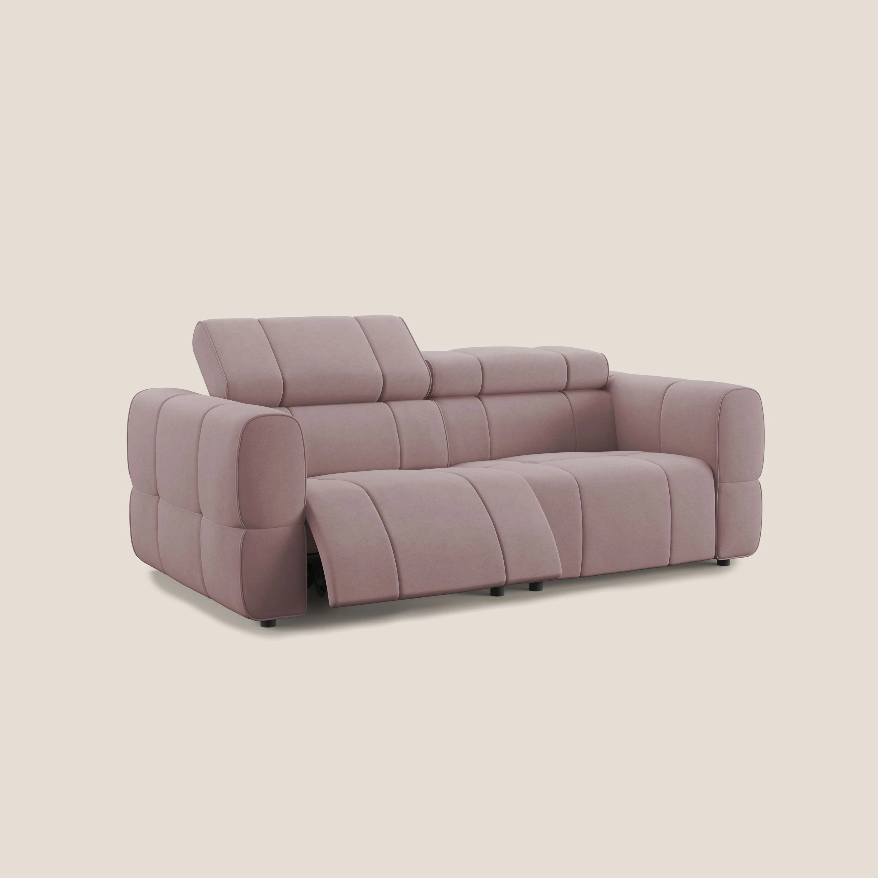 Giotto Canapé modulaire avec option relax électrique en microfibre imperméable effet velours T09 rose - Image 2