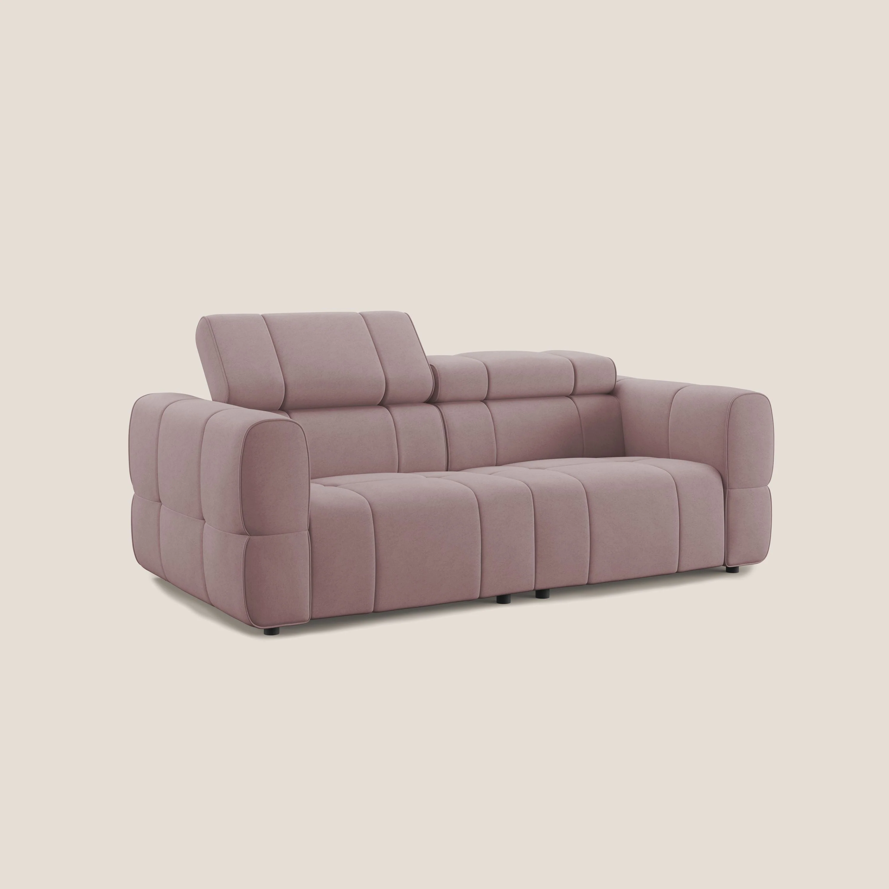 Giotto Canapé modulaire avec option relax électrique en microfibre imperméable effet velours T09 rose - Image 3