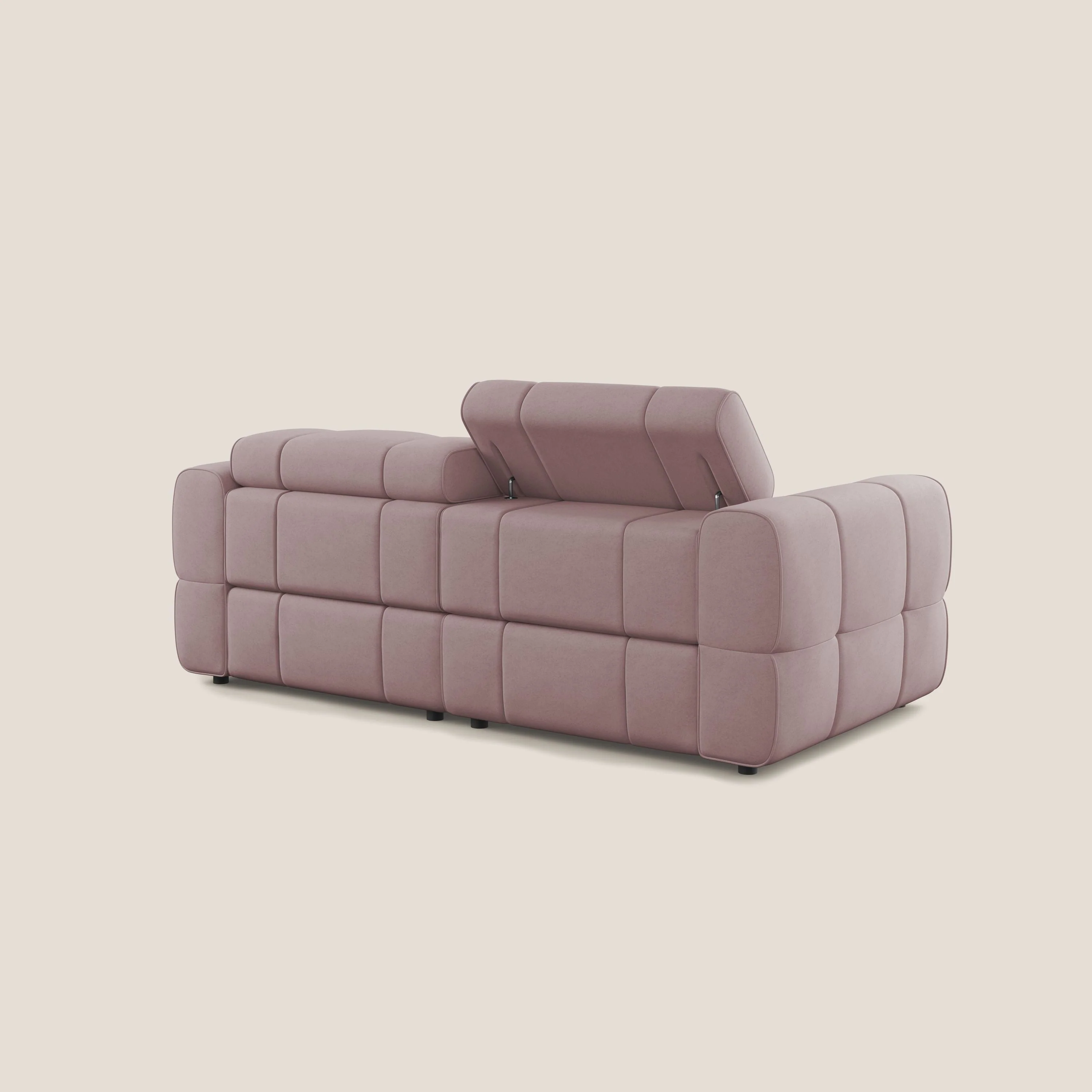 Giotto Canapé modulaire avec option relax électrique en microfibre imperméable effet velours T09 rose - Image 5