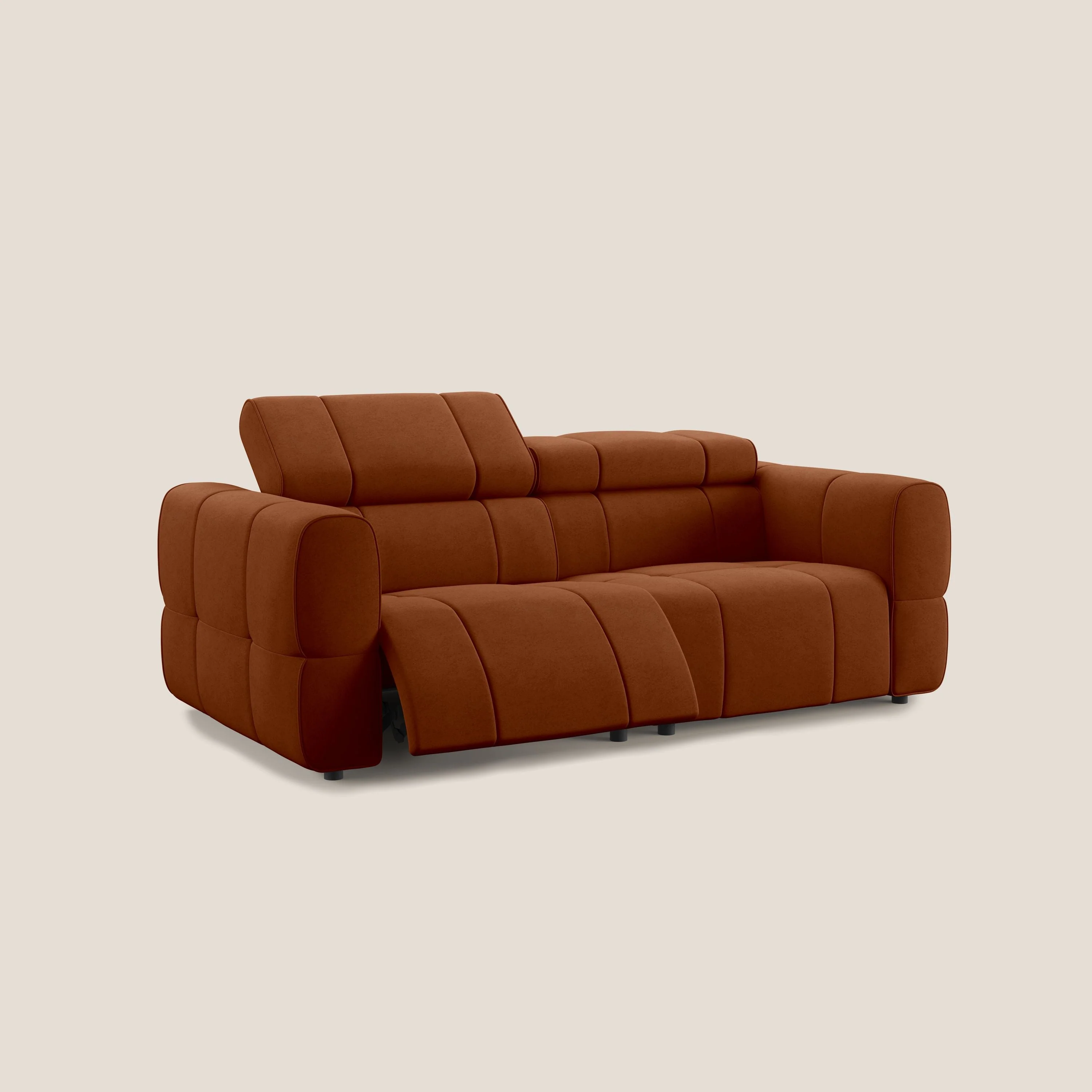 Giotto Canapé modulaire avec option relax électrique en microfibre imperméable effet velours T09 rouille - Image 2
