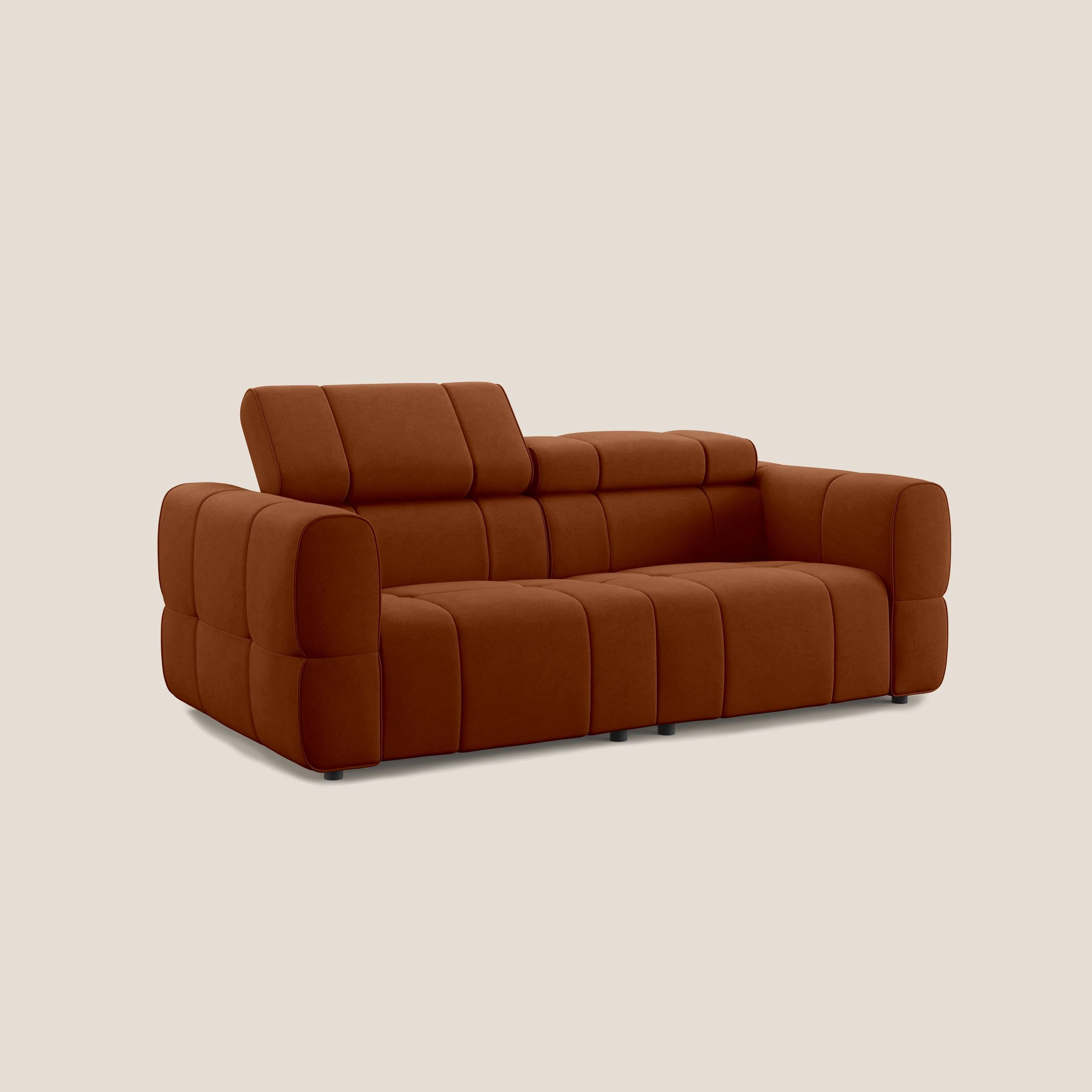 Giotto Canapé modulaire avec option relax électrique en microfibre imperméable effet velours T09 rouille - Image 3