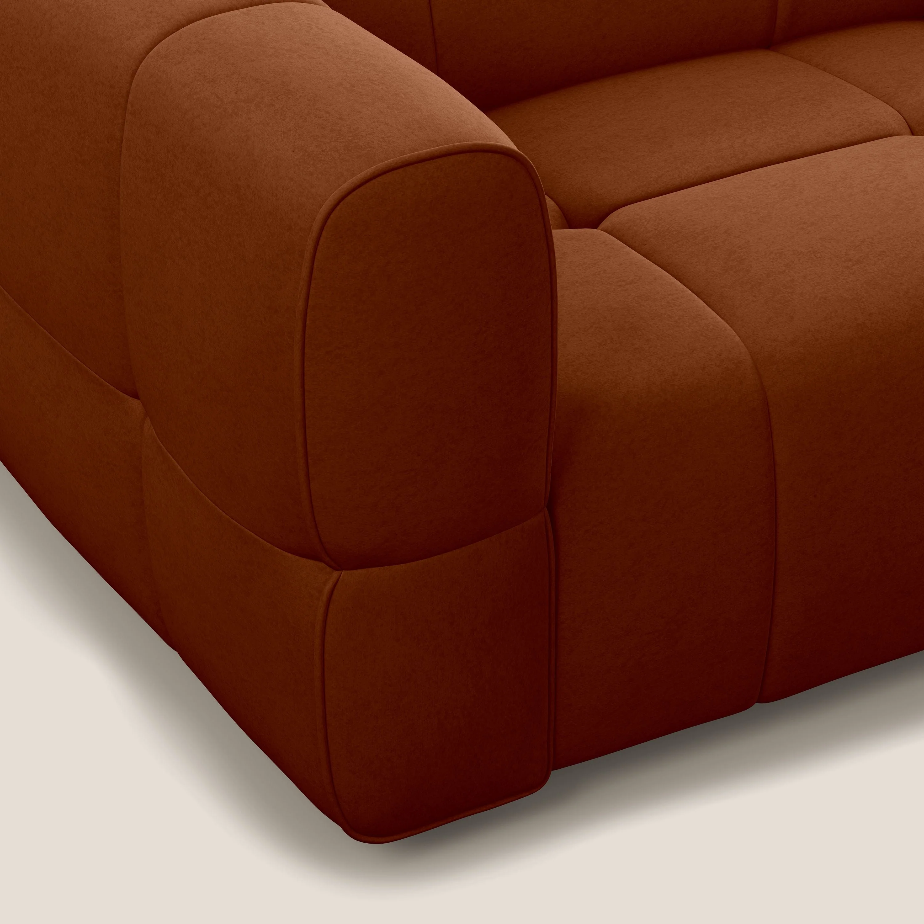 Giotto Canapé modulaire avec option relax électrique en microfibre imperméable effet velours T09 rouille - Image 6