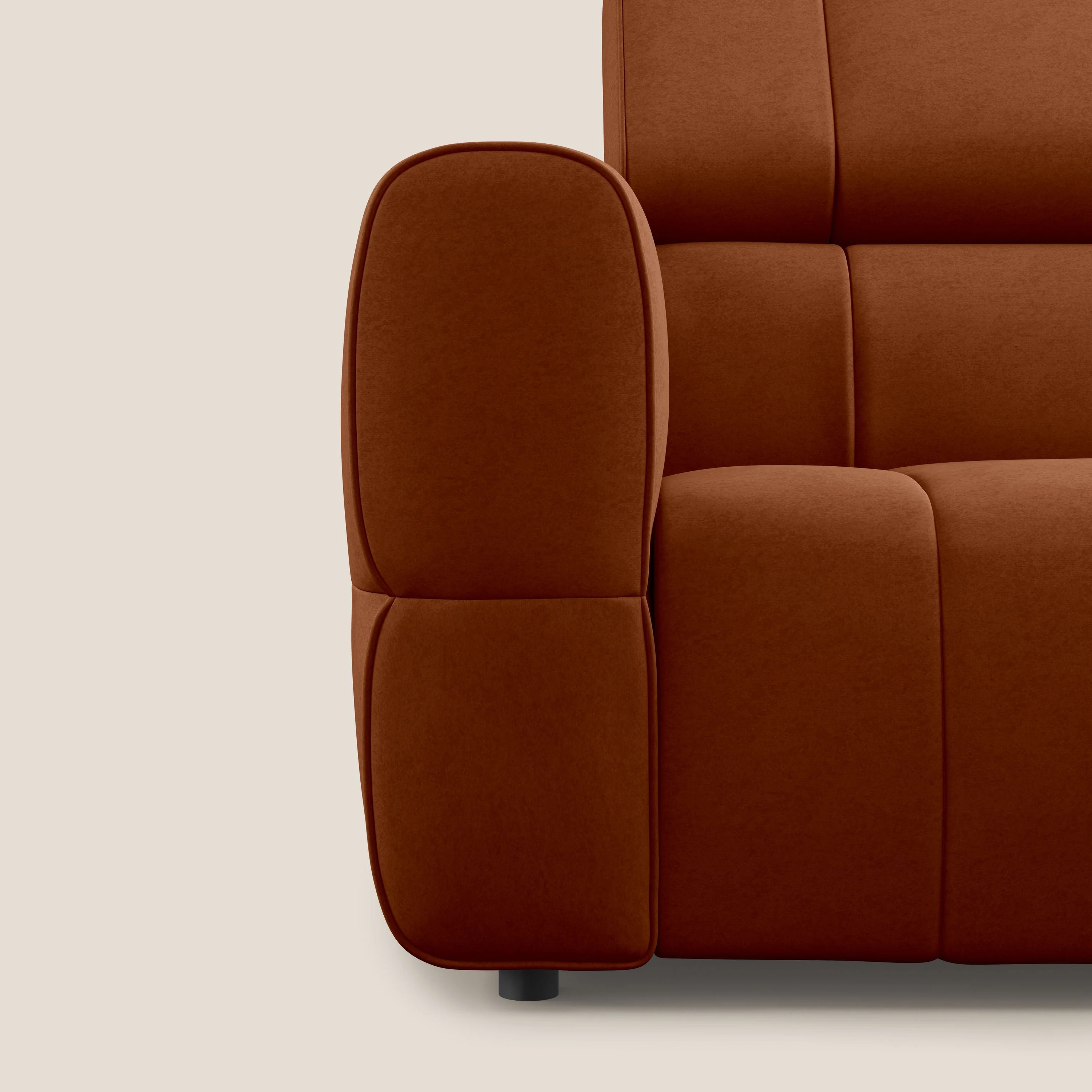 Giotto Canapé modulaire avec option relax électrique en microfibre imperméable effet velours T09 rouille - Image 8