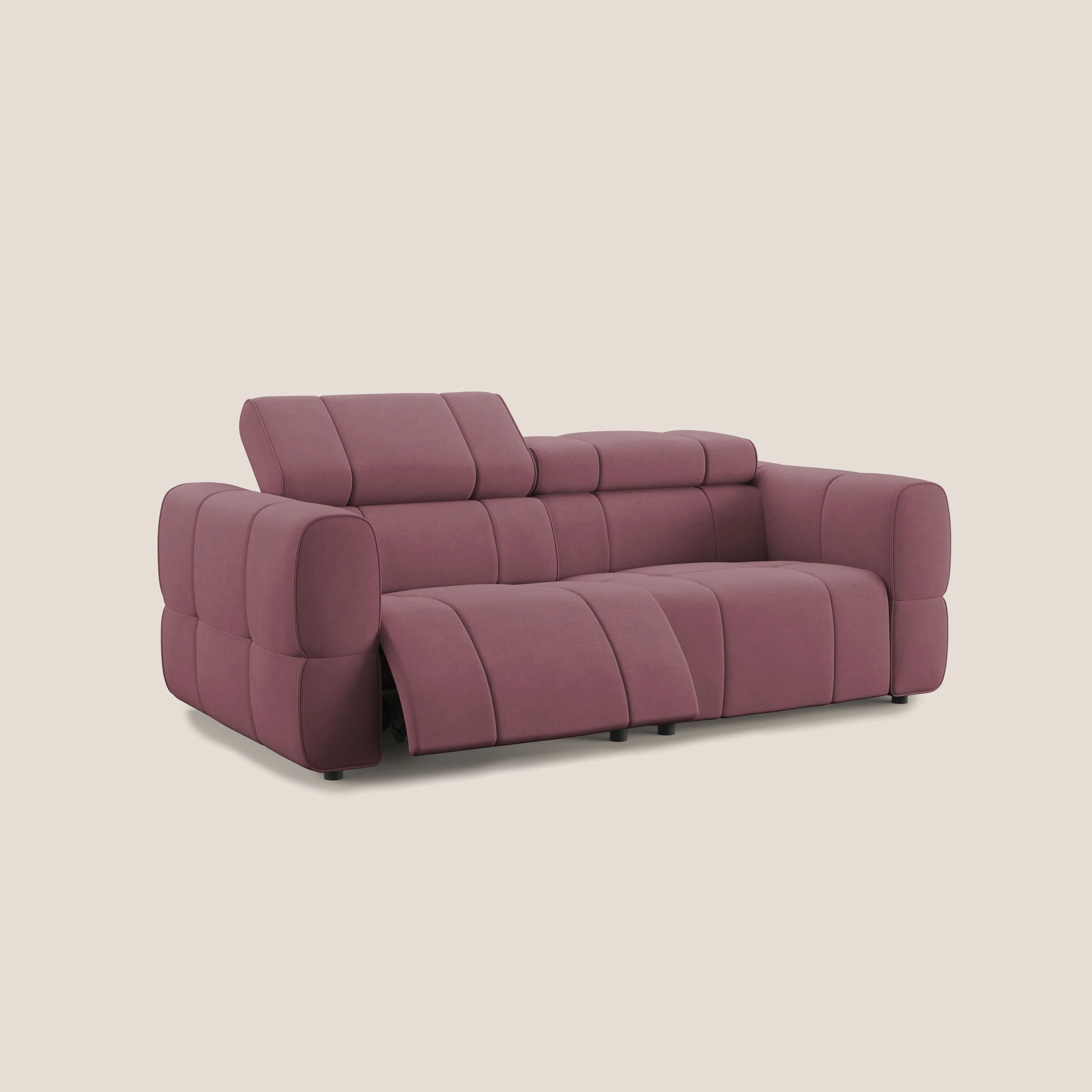 Giotto Canapé modulaire avec option relax électrique en microfibre imperméable effet velours T09 saumon - Image 2