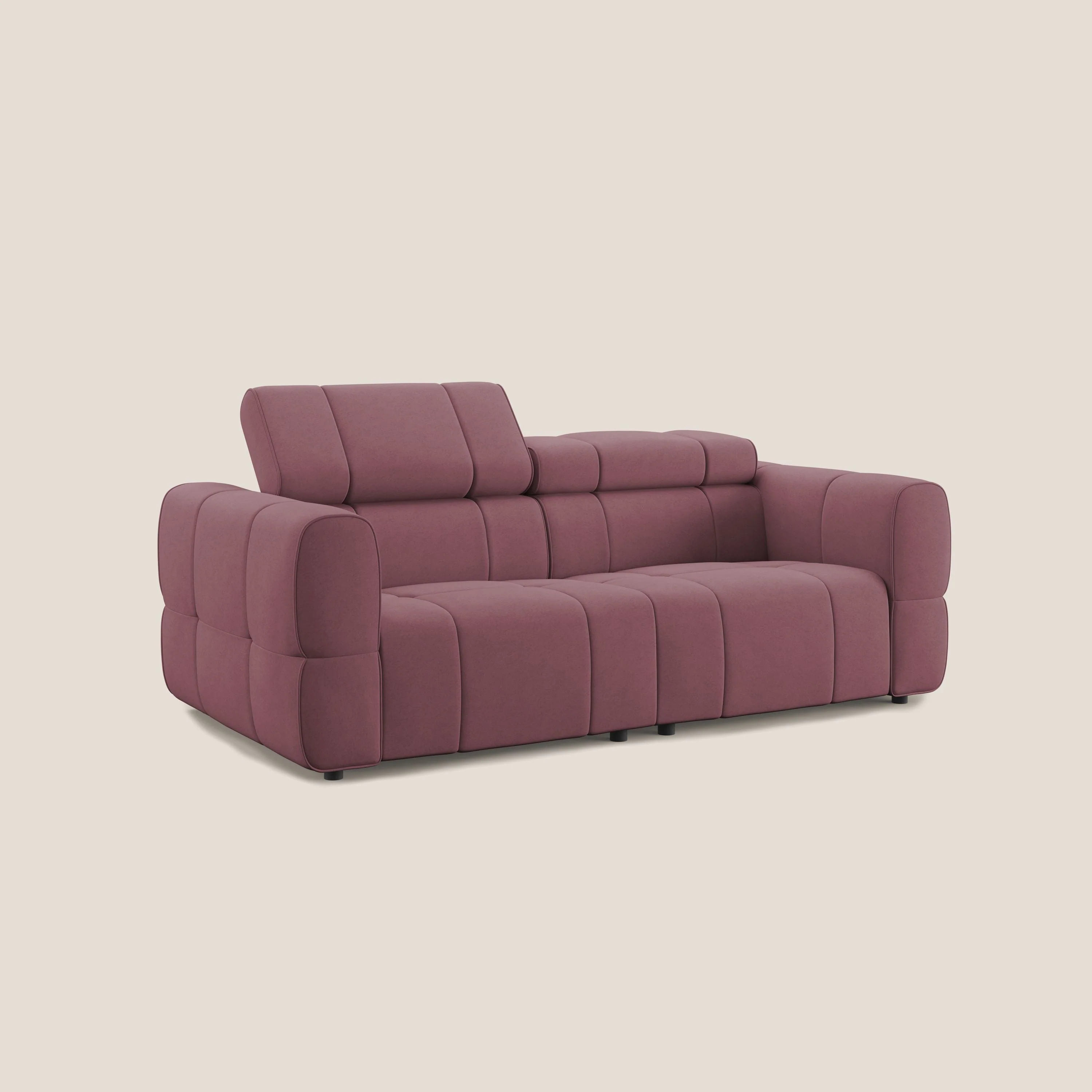 Giotto Canapé modulaire avec option relax électrique en microfibre imperméable effet velours T09 saumon - Image 3