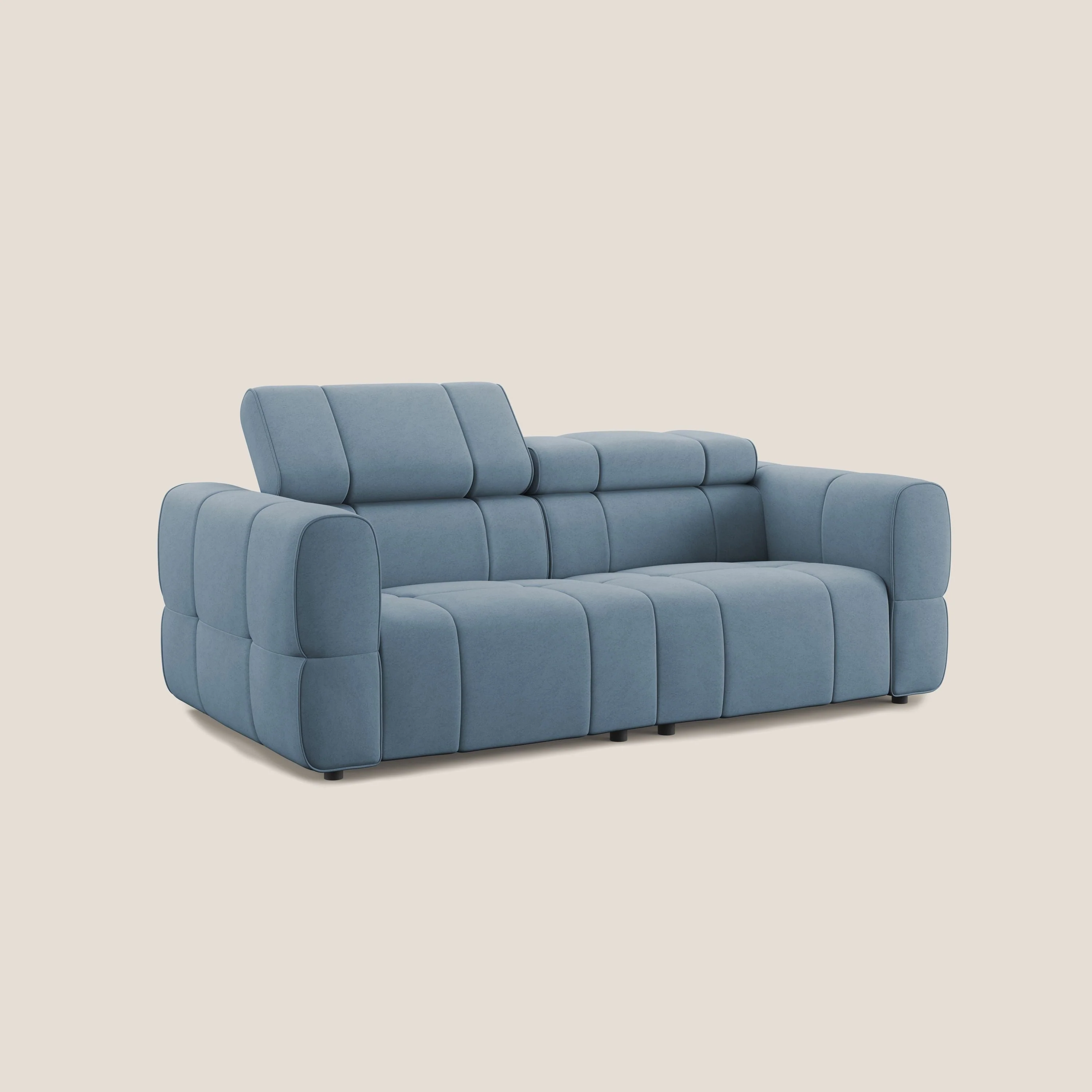 Giotto Canapé modulaire avec option relax électrique en microfibre imperméable effet velours T09 sucre glace - Image 3