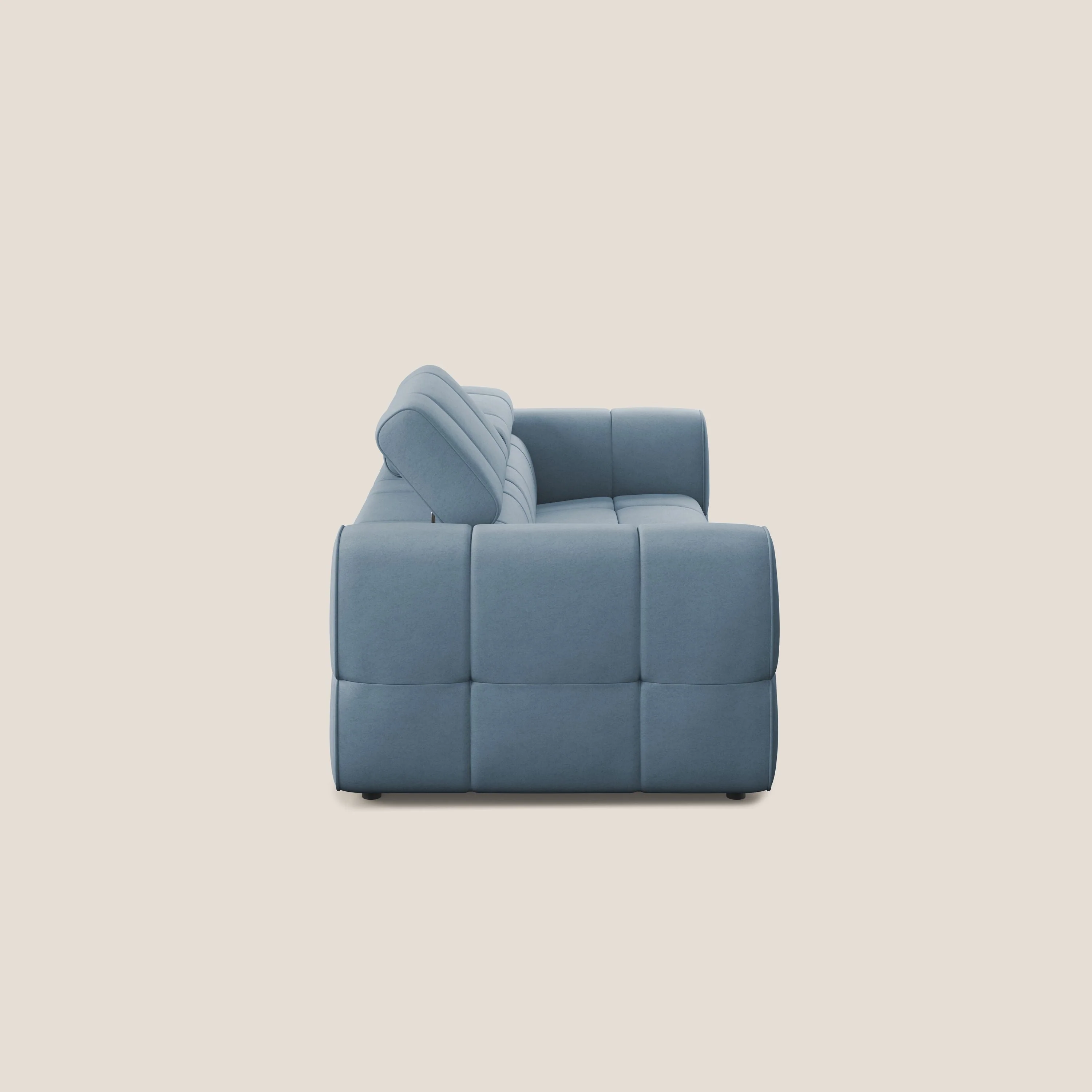 Giotto Canapé modulaire avec option relax électrique en microfibre imperméable effet velours T09 sucre glace - Image 4