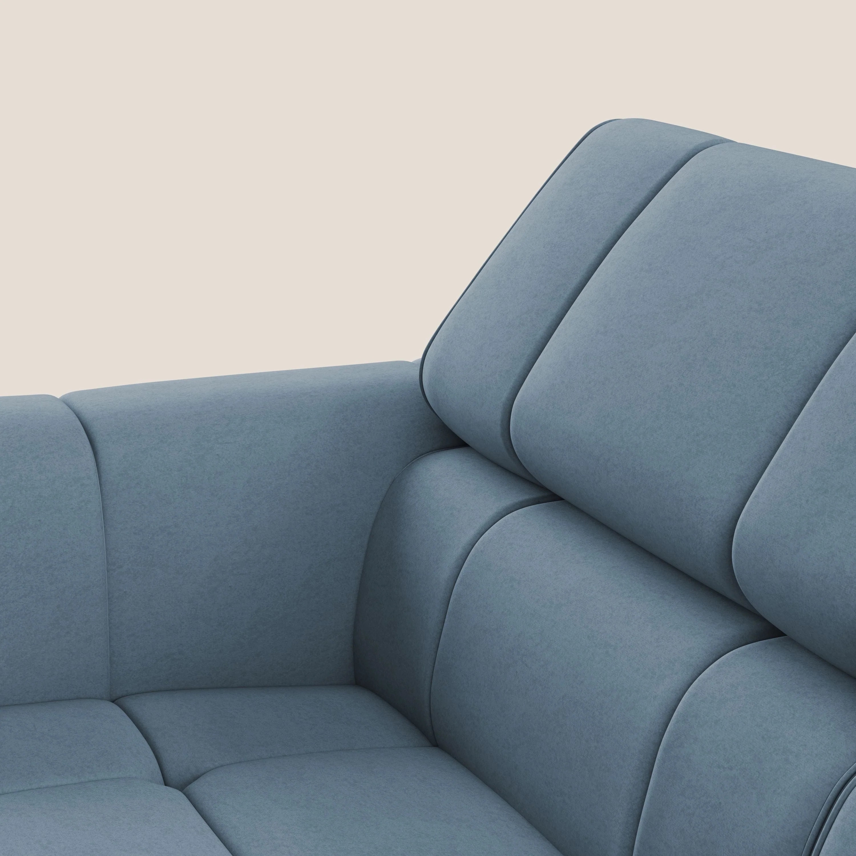 Giotto Canapé modulaire avec option relax électrique en microfibre imperméable effet velours T09 sucre glace - Image 7