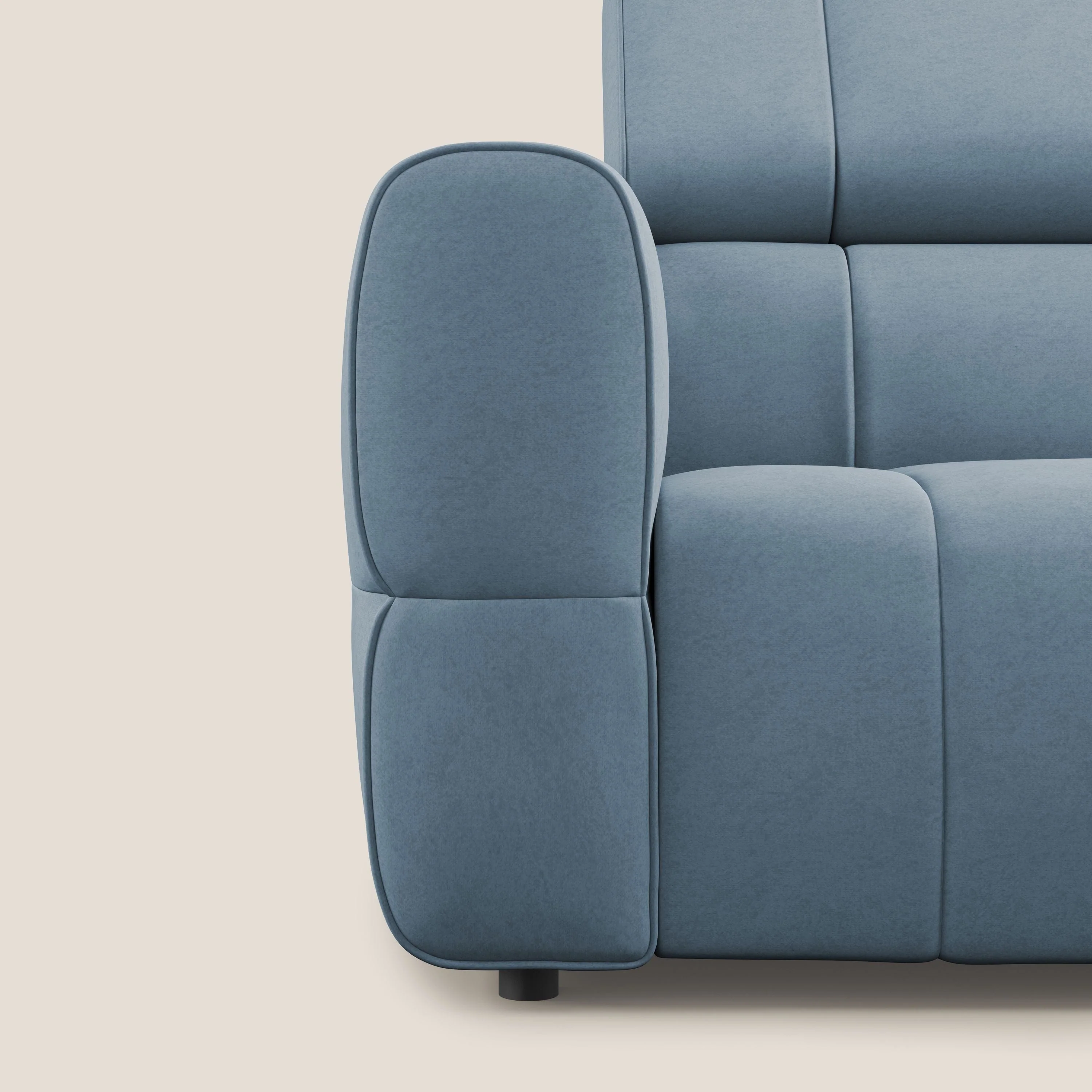 Giotto Canapé modulaire avec option relax électrique en microfibre imperméable effet velours T09 sucre glace - Image 8