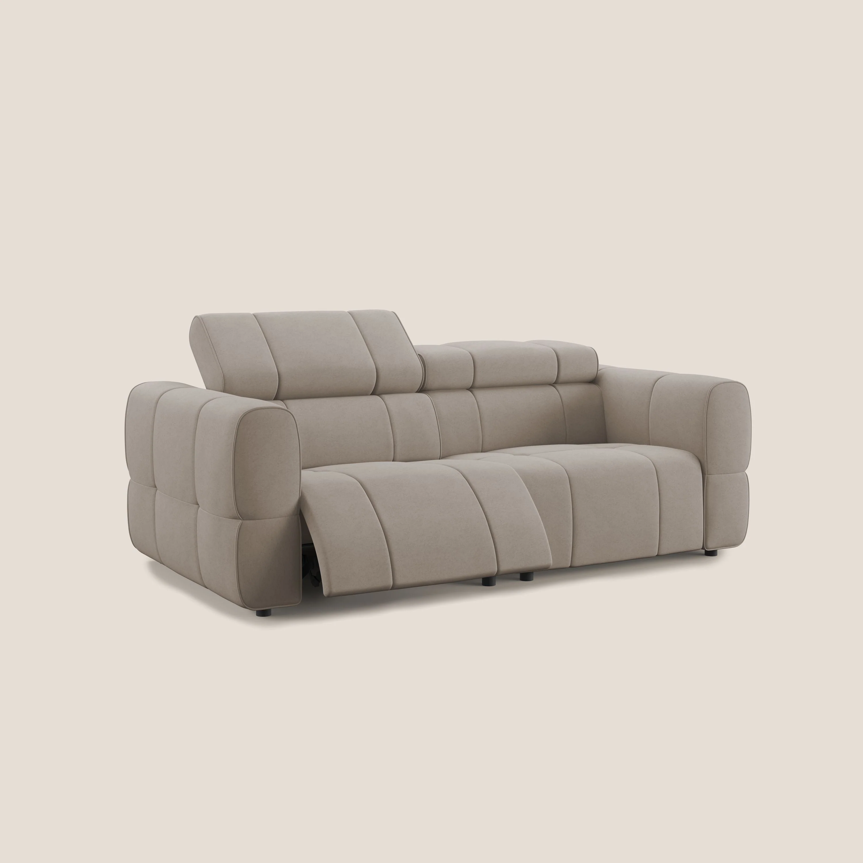 Giotto Canapé modulaire avec option relax électrique en microfibre imperméable effet velours T09 Taupe tortora - Image 2
