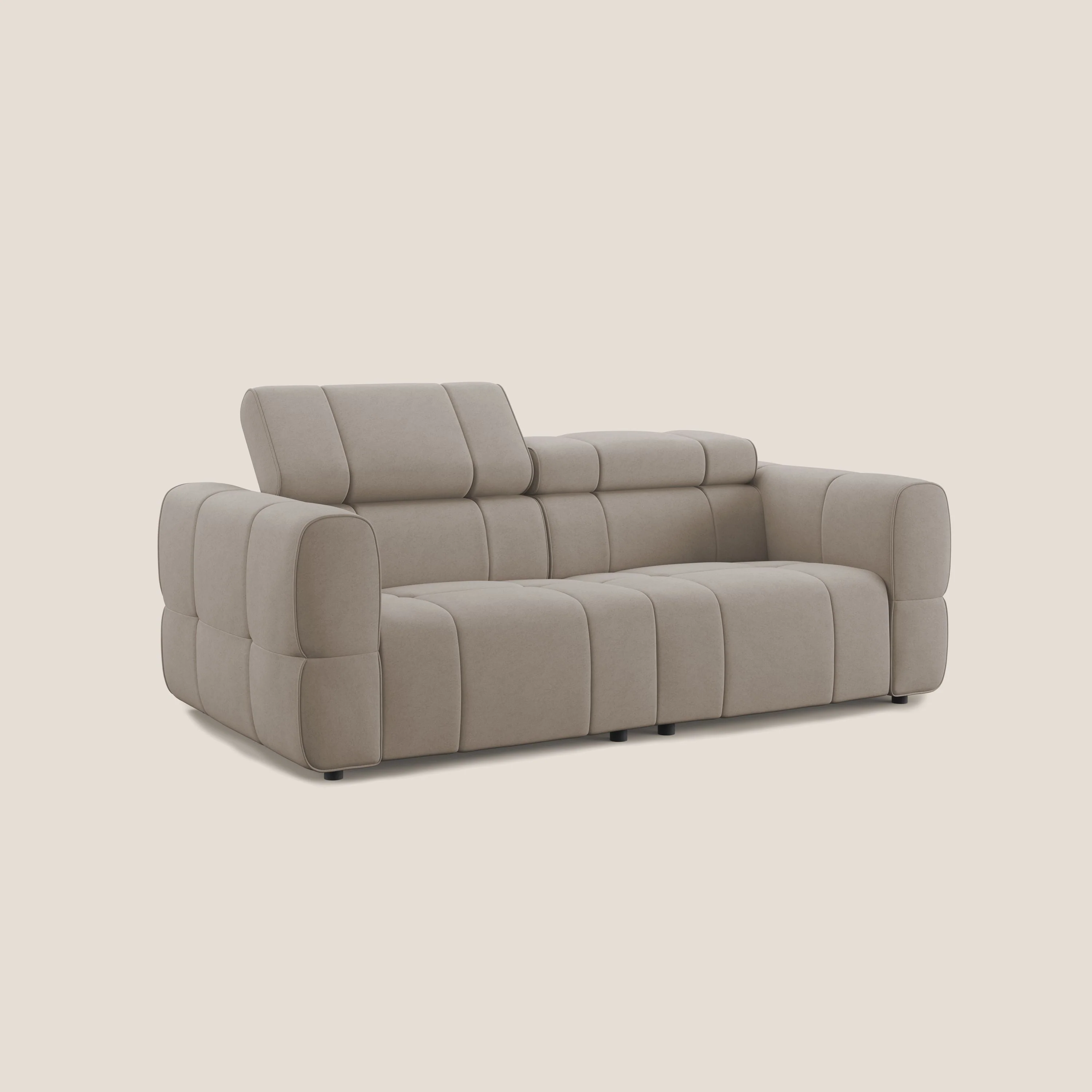 Giotto Canapé modulaire avec option relax électrique en microfibre imperméable effet velours T09 Taupe tortora - Image 3