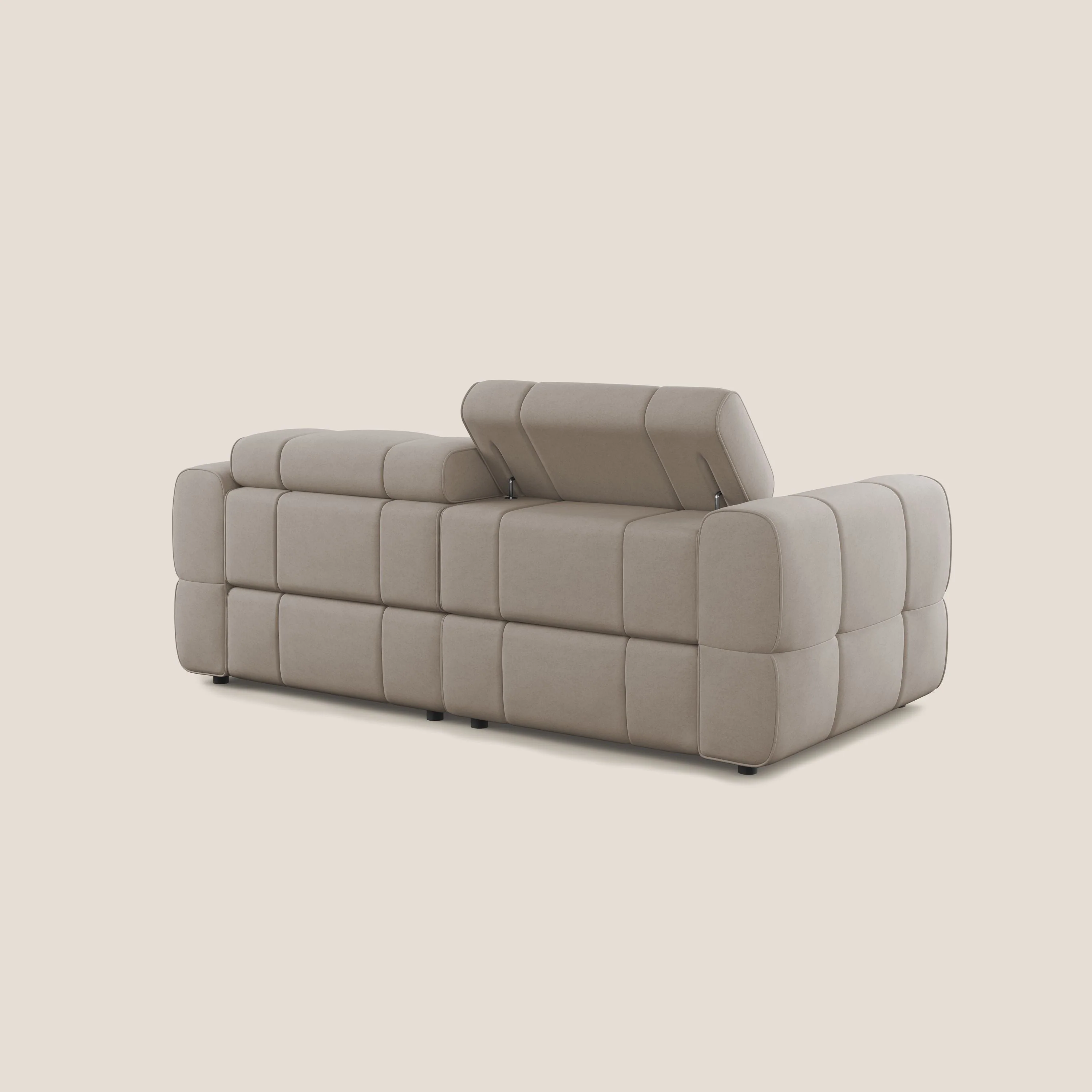 Giotto Canapé modulaire avec option relax électrique en microfibre imperméable effet velours T09 Taupe tortora - Image 5