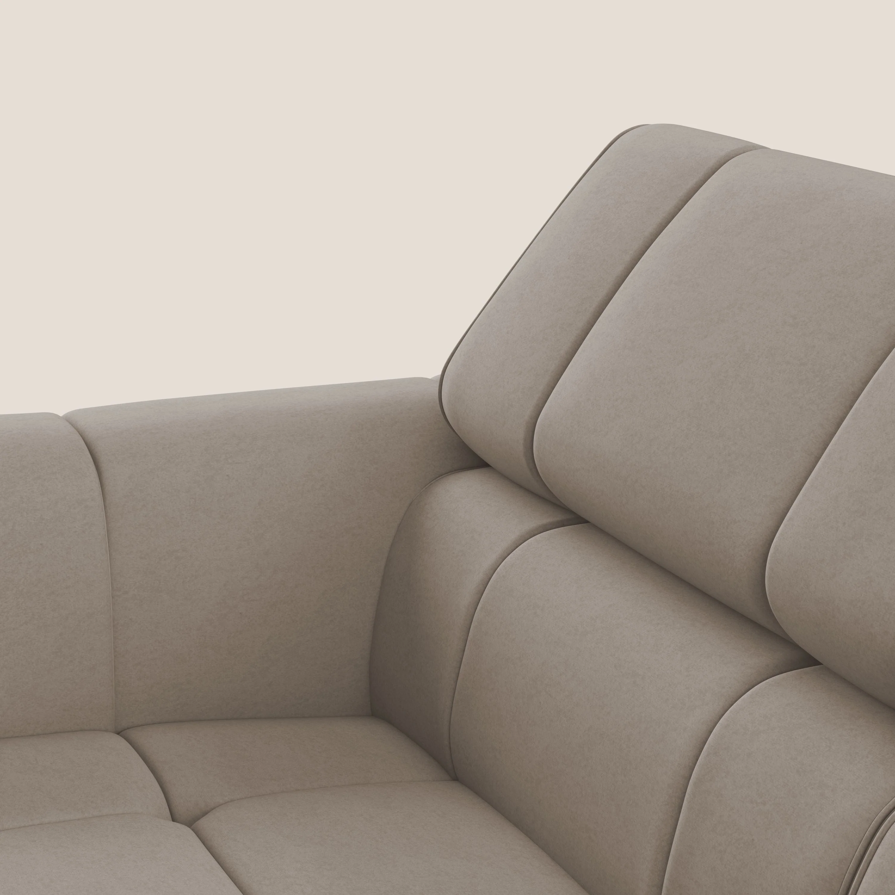 Giotto Canapé modulaire avec option relax électrique en microfibre imperméable effet velours T09 Taupe tortora - Image 7