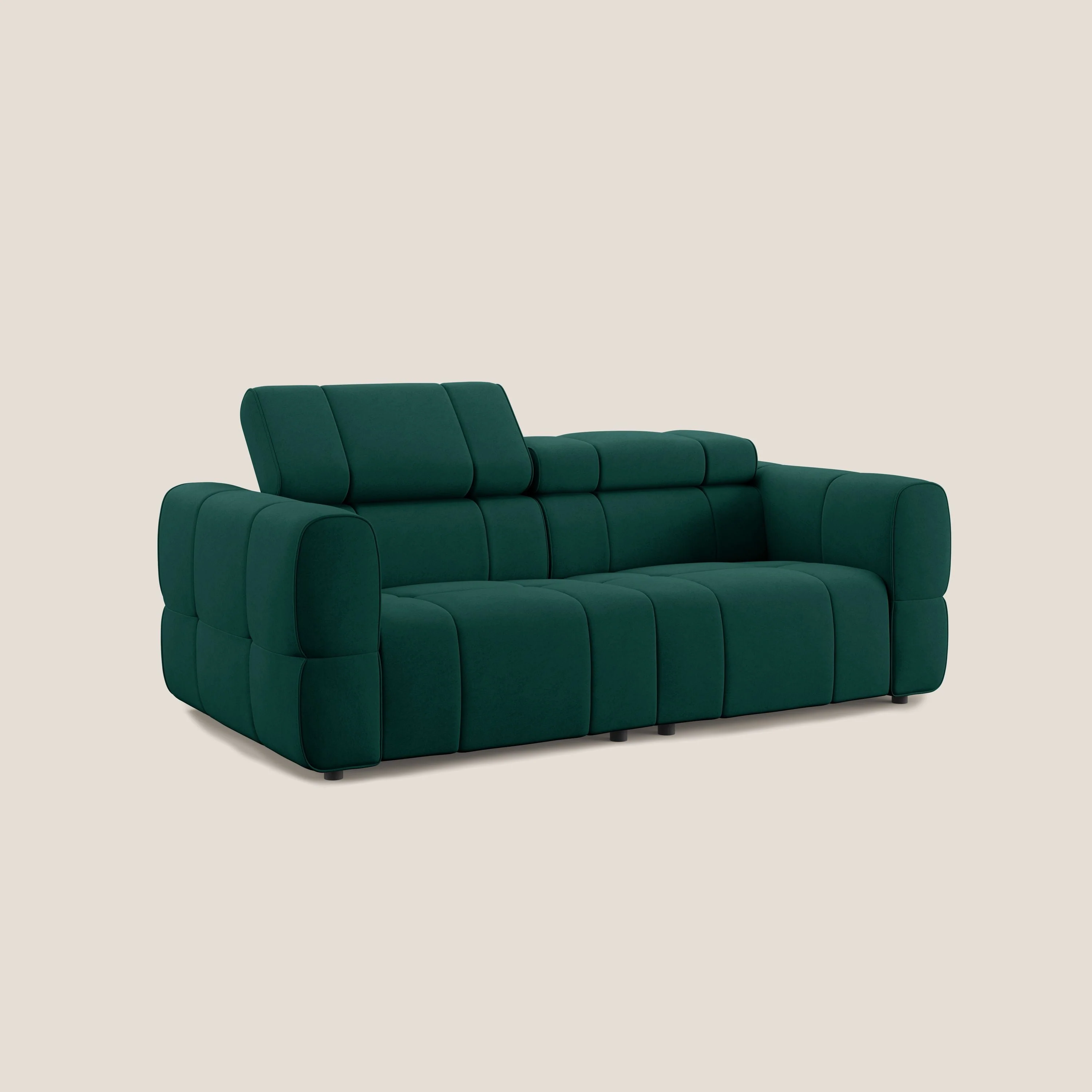 Giotto Canapé modulaire avec option relax électrique en microfibre imperméable effet velours T09 vert - Image 3