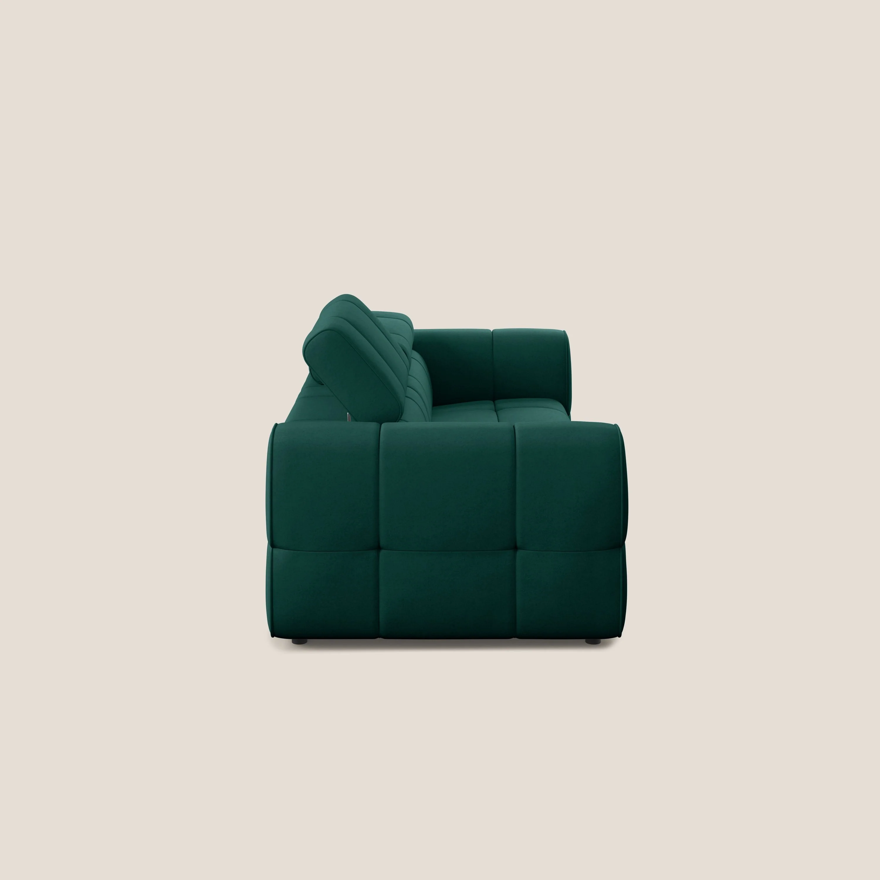 Giotto Canapé modulaire avec option relax électrique en microfibre imperméable effet velours T09 vert - Image 4