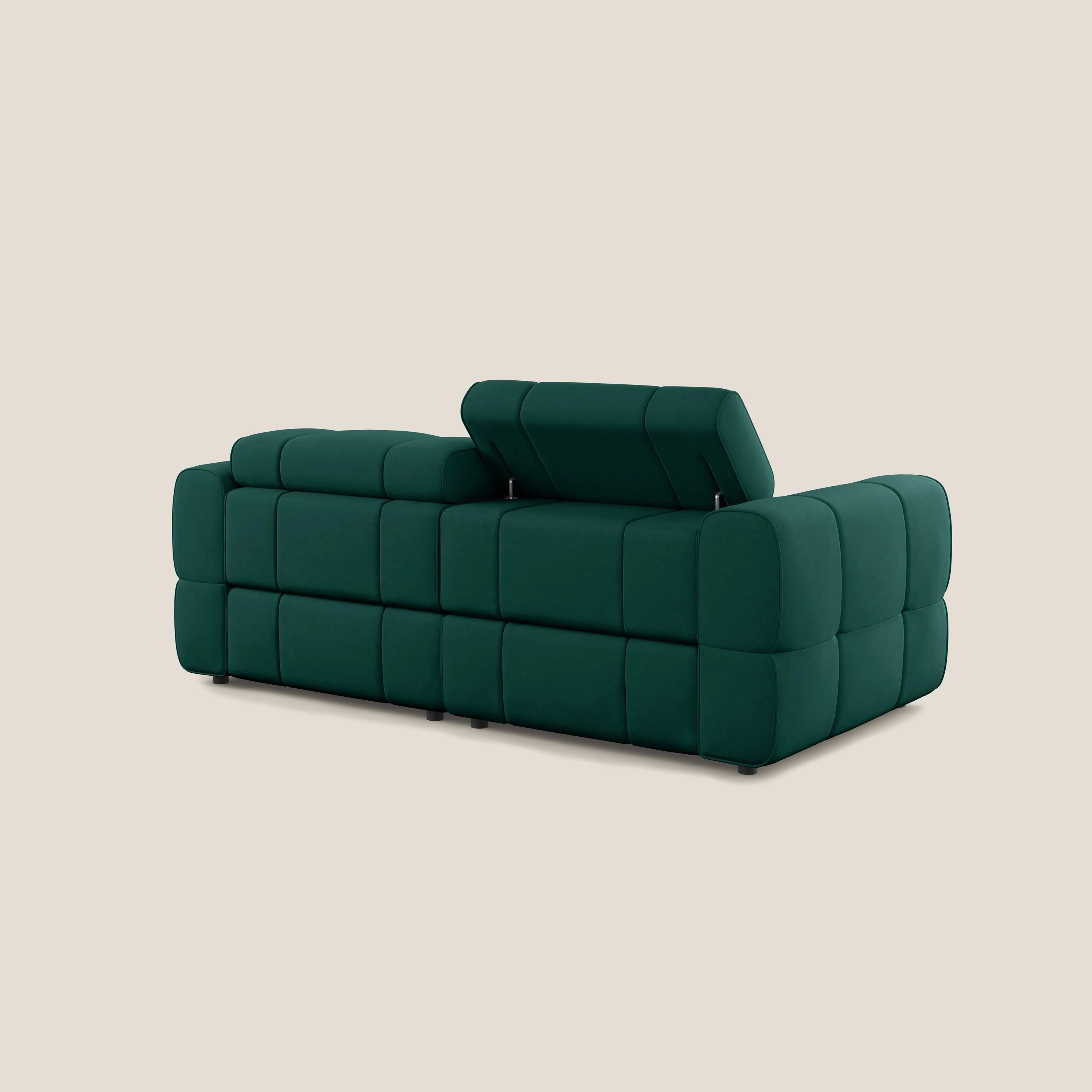Giotto Canapé modulaire avec option relax électrique en microfibre imperméable effet velours T09 vert - Image 5