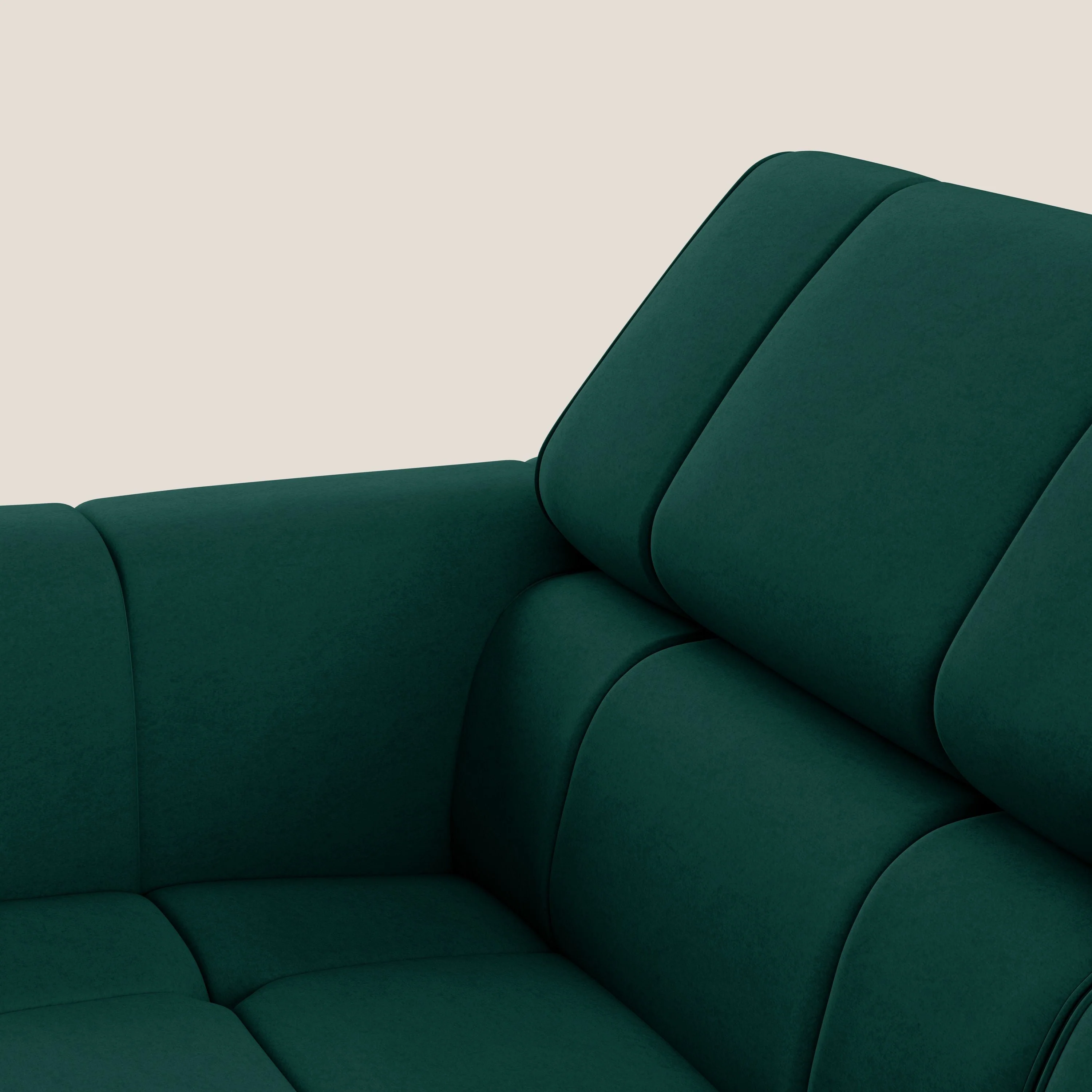 Giotto Canapé modulaire avec option relax électrique en microfibre imperméable effet velours T09 vert - Image 7