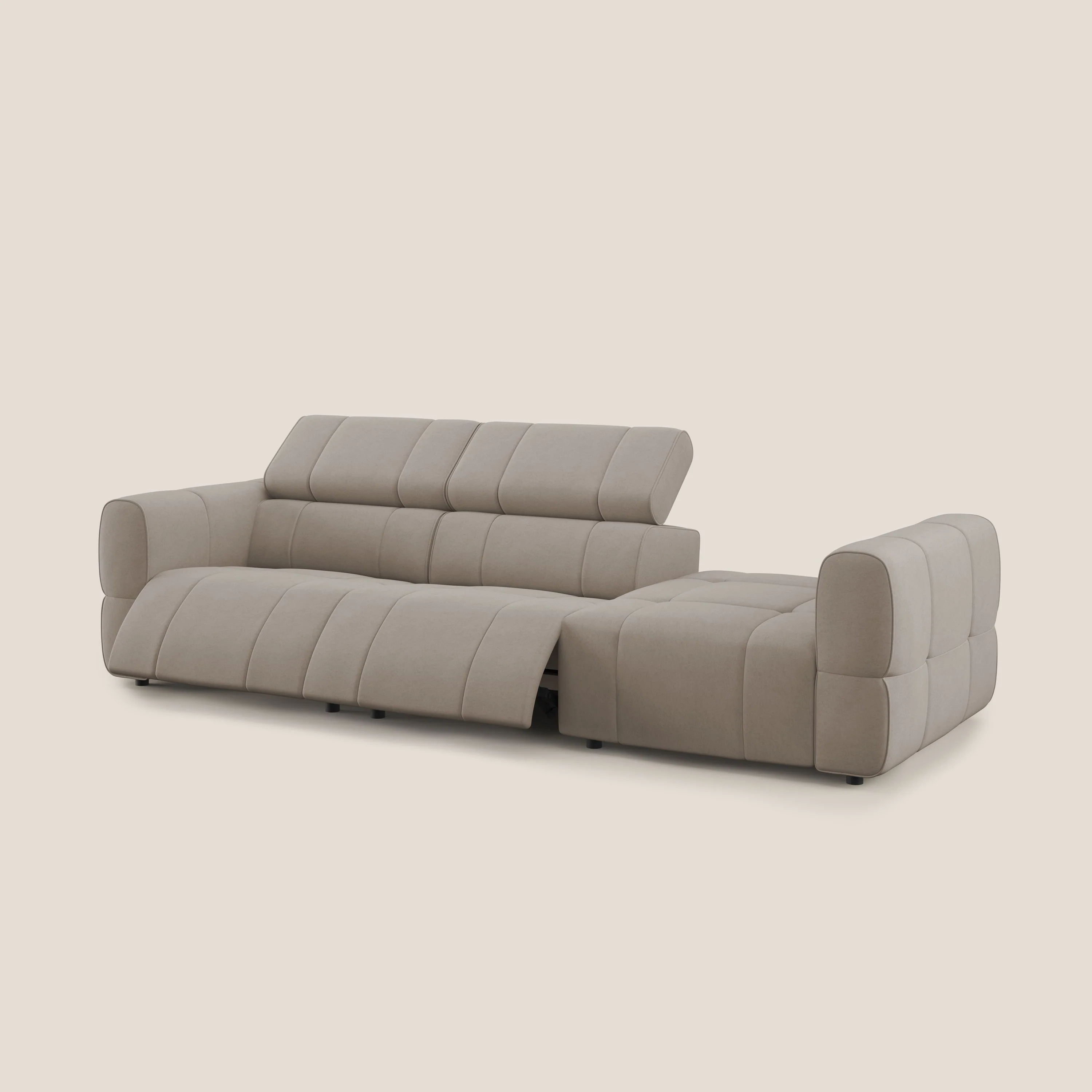 Giotto Canapé terminal avec option relax électrique en microfibre imperméable effet velours  T09 Taupe tortora - Image 12