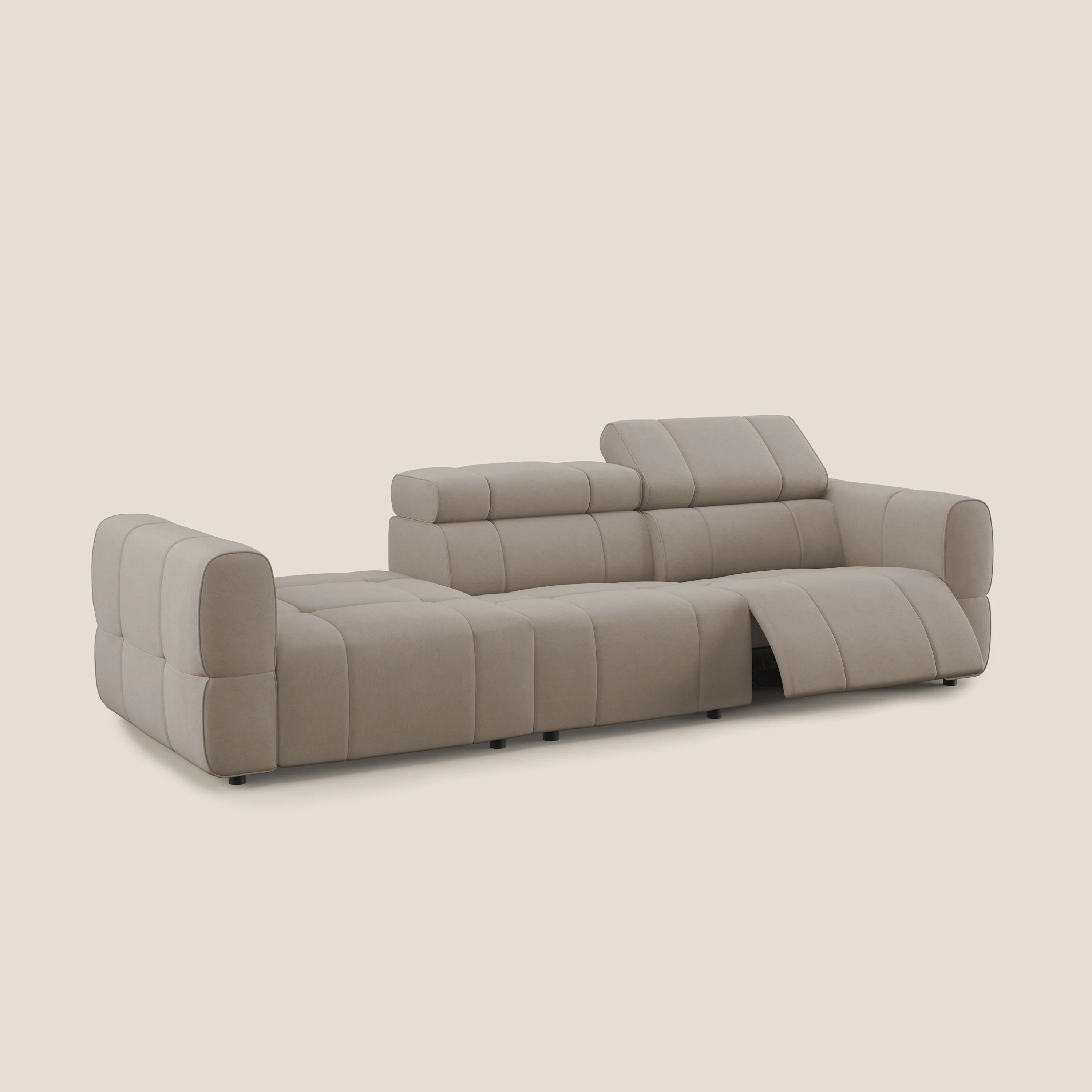 Giotto Canapé terminal avec option relax électrique en microfibre imperméable effet velours  T09 Taupe tortora - Image 2