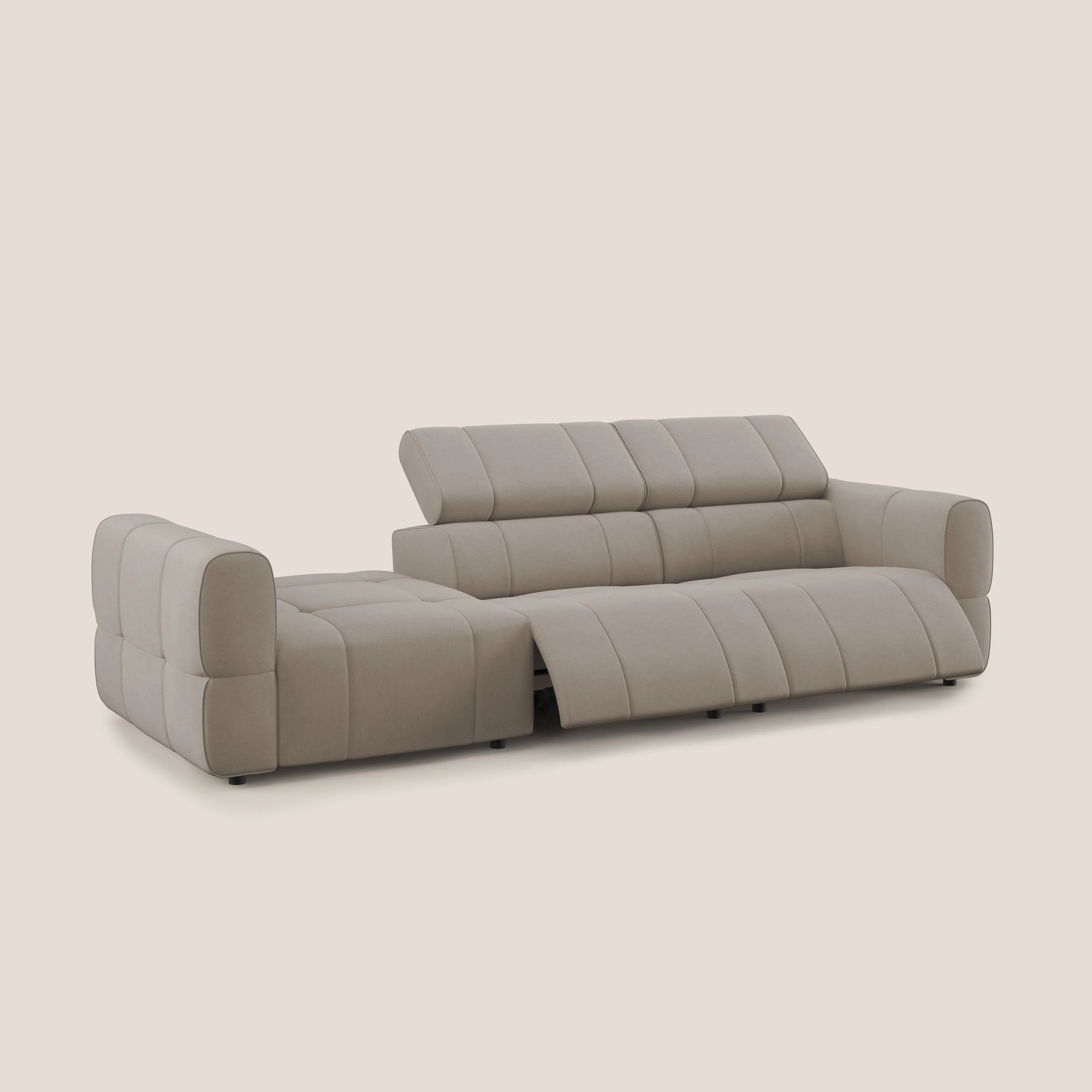 Giotto Canapé terminal avec option relax électrique en microfibre imperméable effet velours  T09 Taupe tortora - Image 3