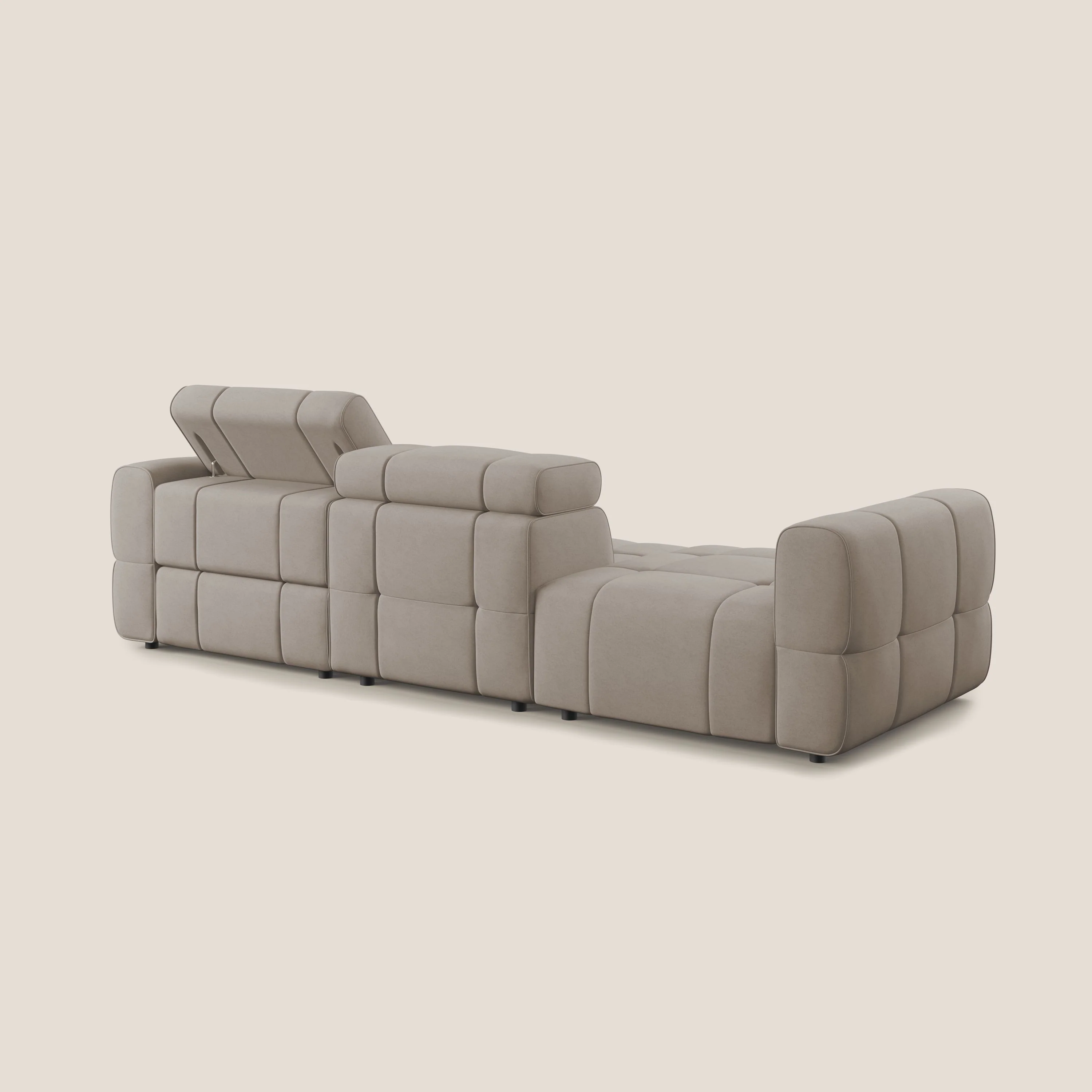 Giotto Canapé terminal avec option relax électrique en microfibre imperméable effet velours  T09 Taupe tortora - Image 6