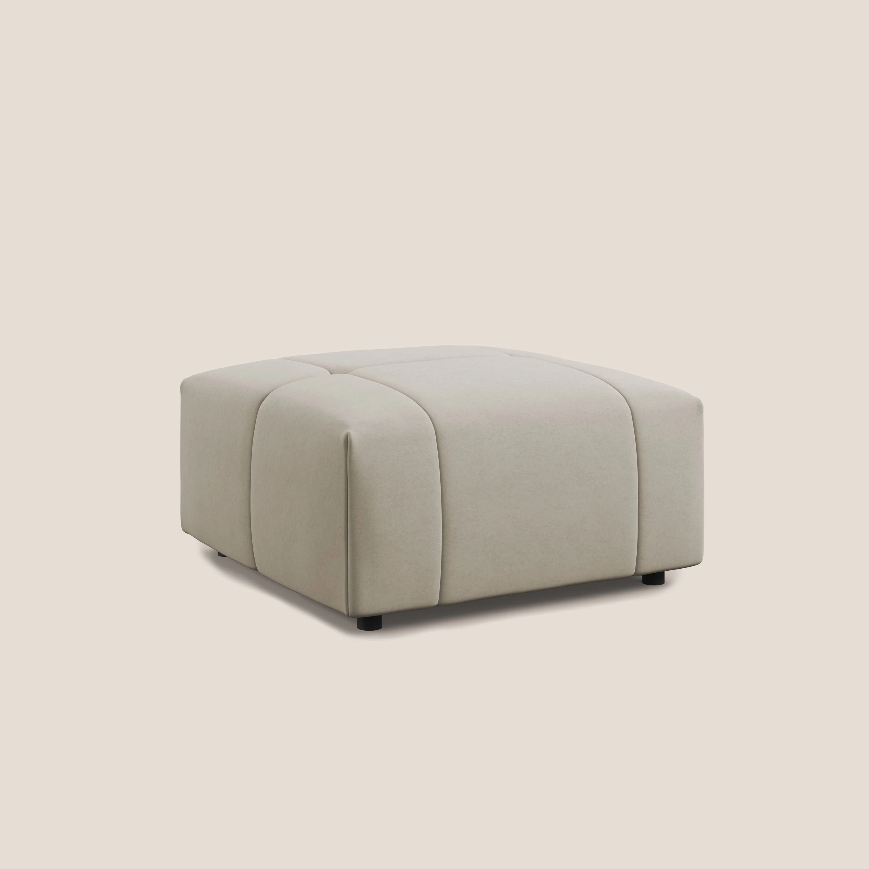 Giotto pouf en velours doux et imperméable T09 beige - Image 2