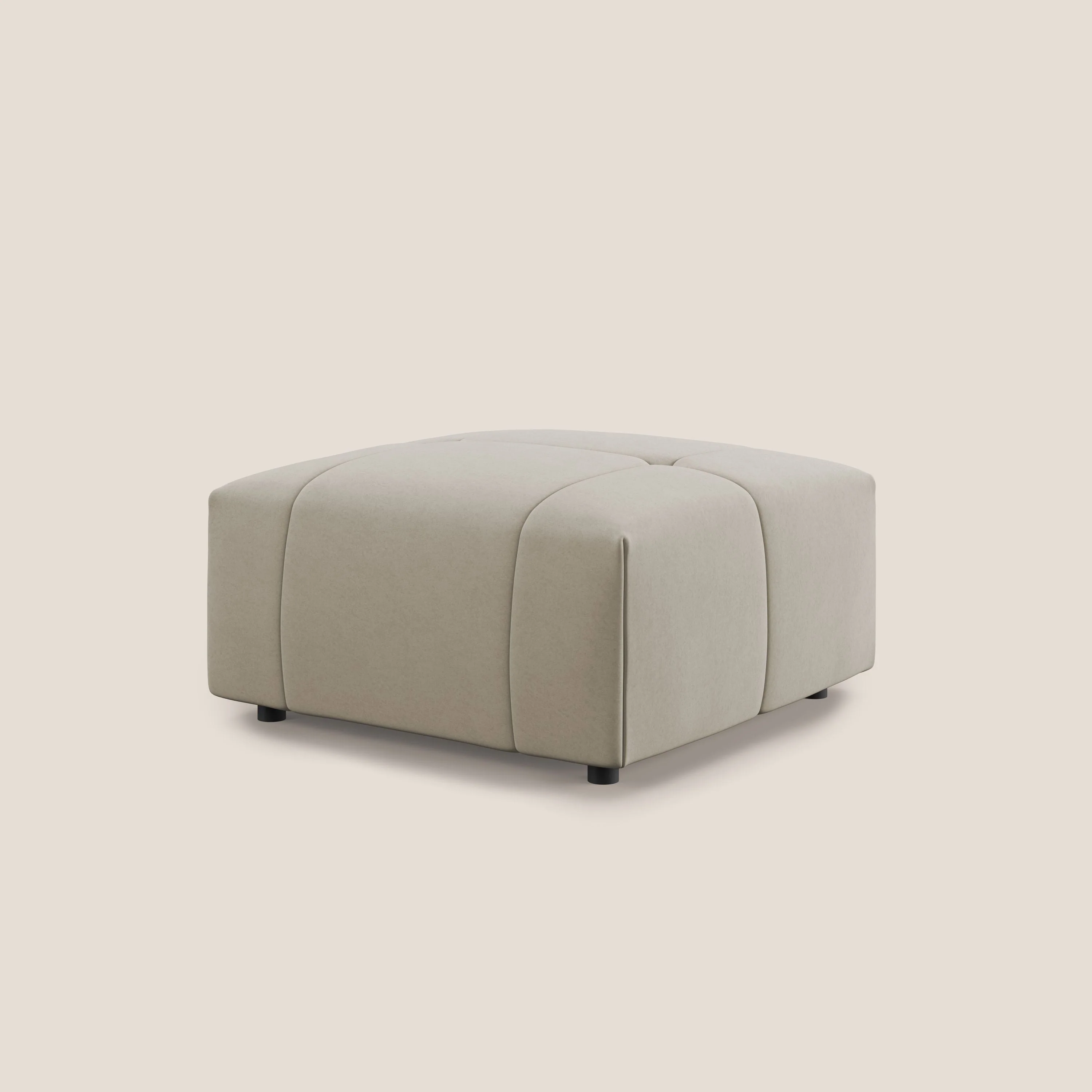 Giotto pouf en velours doux et imperméable T09 beige - Image 4